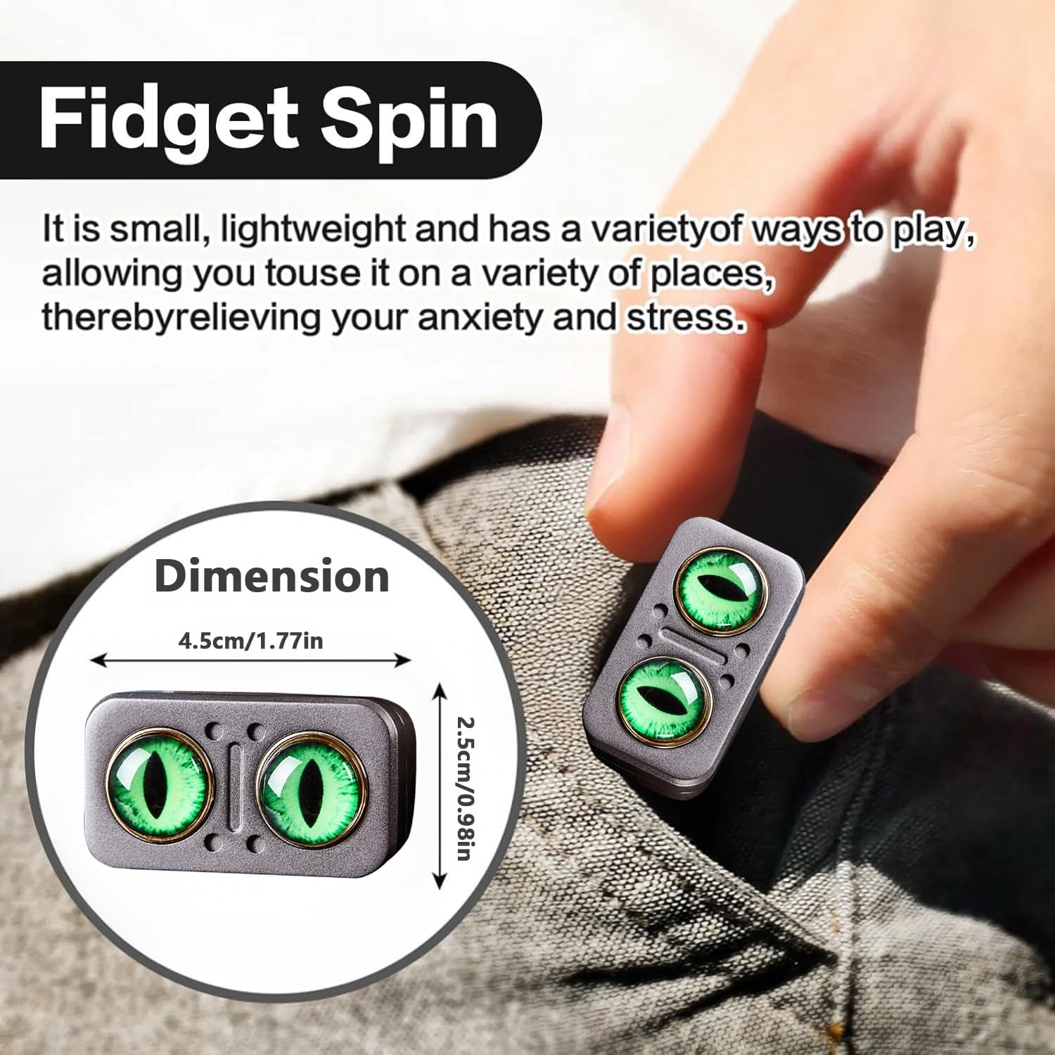 3-in-1 Fidget Toys, Spinner, Slider & Clicker, Metal Poker Push Card, Fidget Spinner Clicker, EDC Cat Eye Push Slider for ADHD Anxiety Stress Relief, Sensory Toy for Adults KOEEK - KOEEK