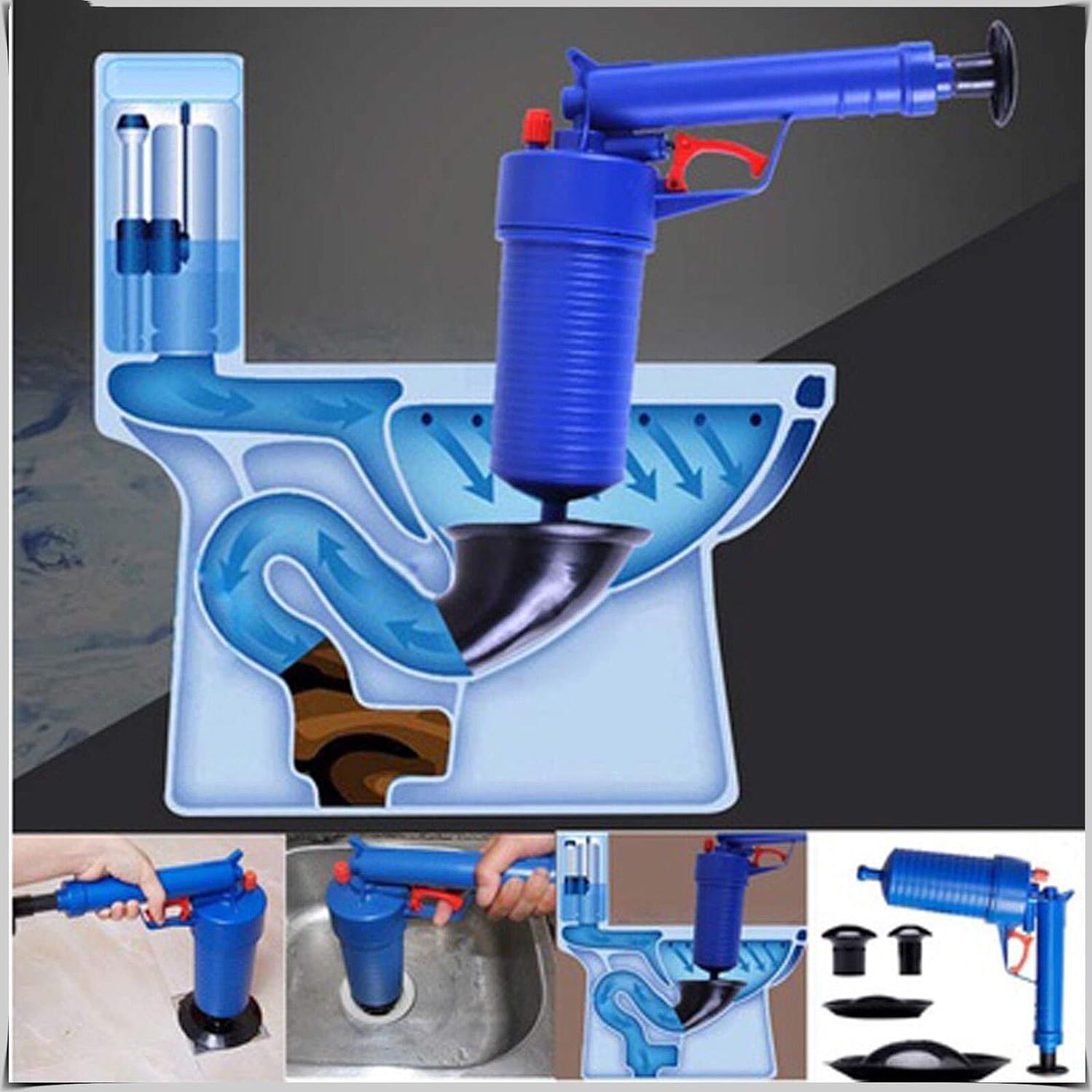 HOLYZON Air Drain Blaster - Strong Pressure Plunger Opener Cleaner Pump - Drain Clog Remover HOLYZON - KOEEK