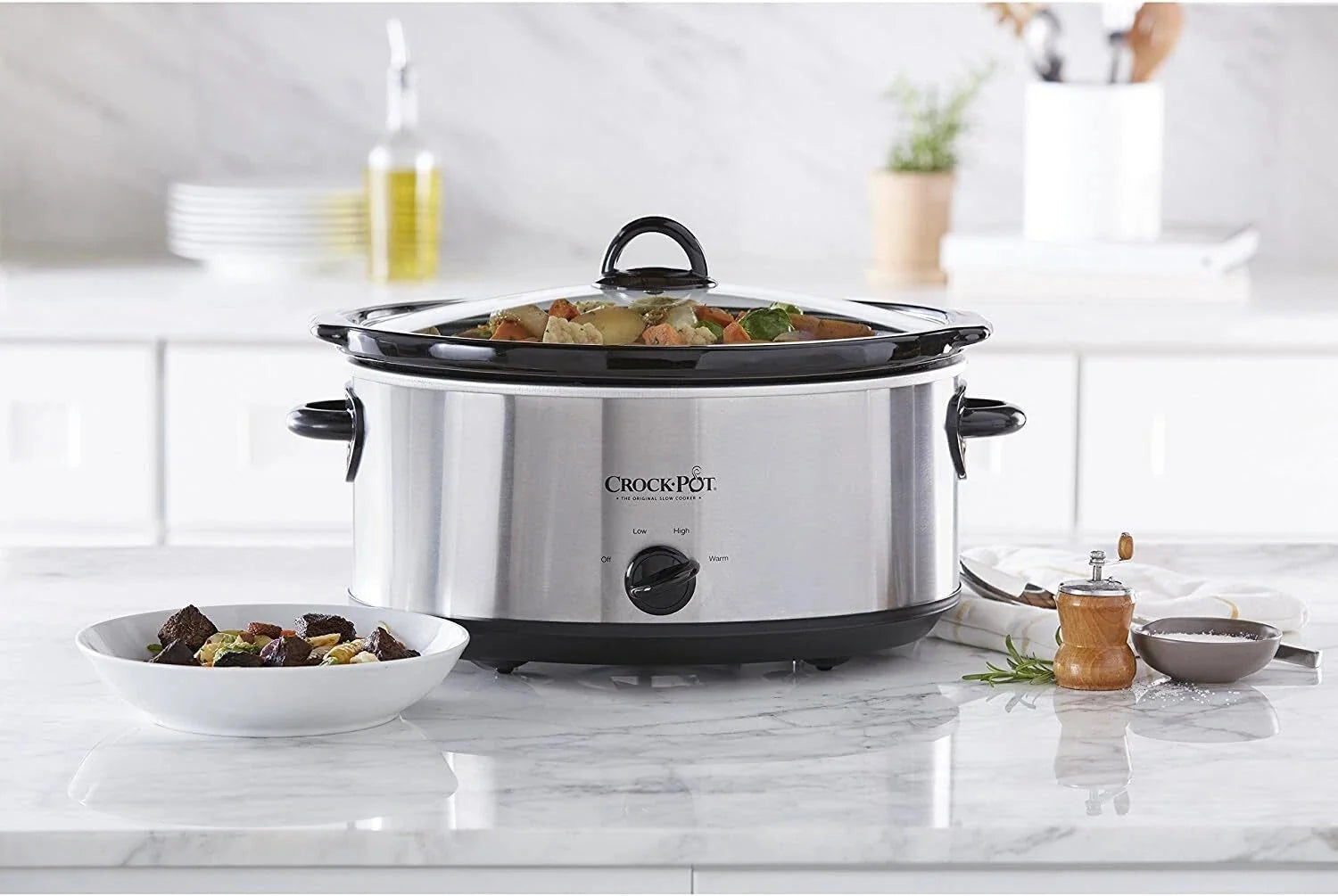7-Quart Oval Manual Slow Cooker, Stainless Steel Multifunctional Cookware 07FC0E-D4 - KOEEK [5]