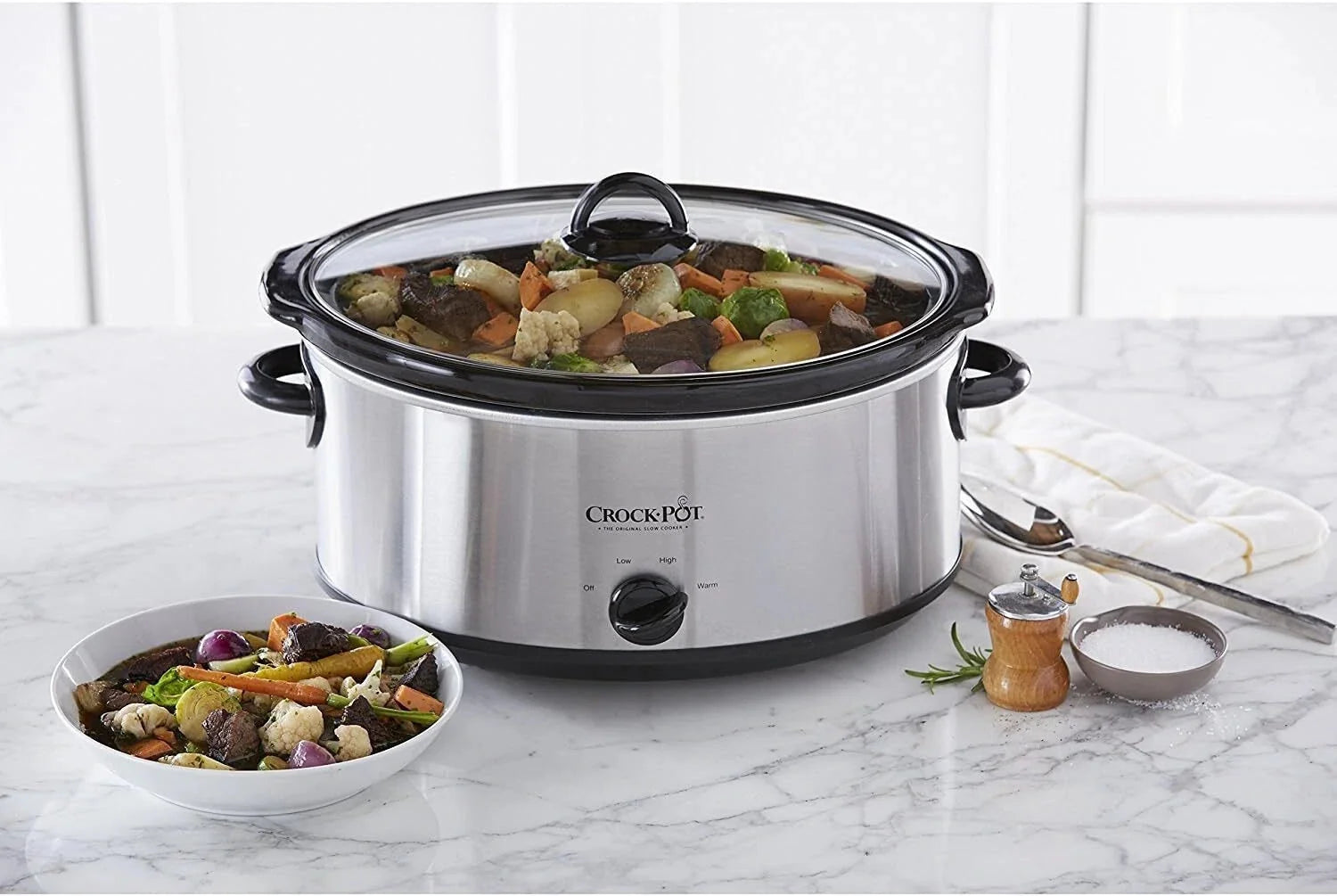 7-Quart Oval Manual Slow Cooker, Stainless Steel Multifunctional Cookware 07FC0E-D4 - KOEEK [6]