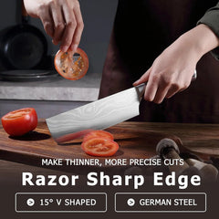 7” Sharp meat cleaver and vegetable kitchen knife, high carbon stainless steel 07FC0E-D4 - KOEEK [3]