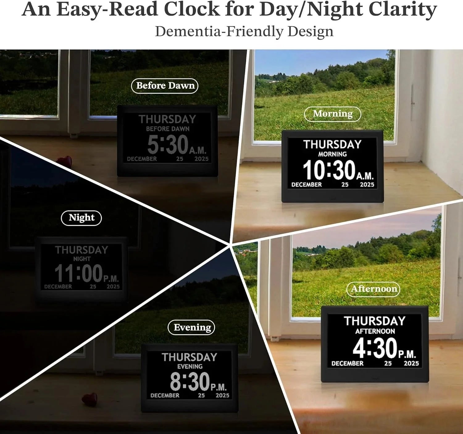 7-inch clock designed specifically for Alzheimer's patients 07FC0E-D4 - KOEEK [6]