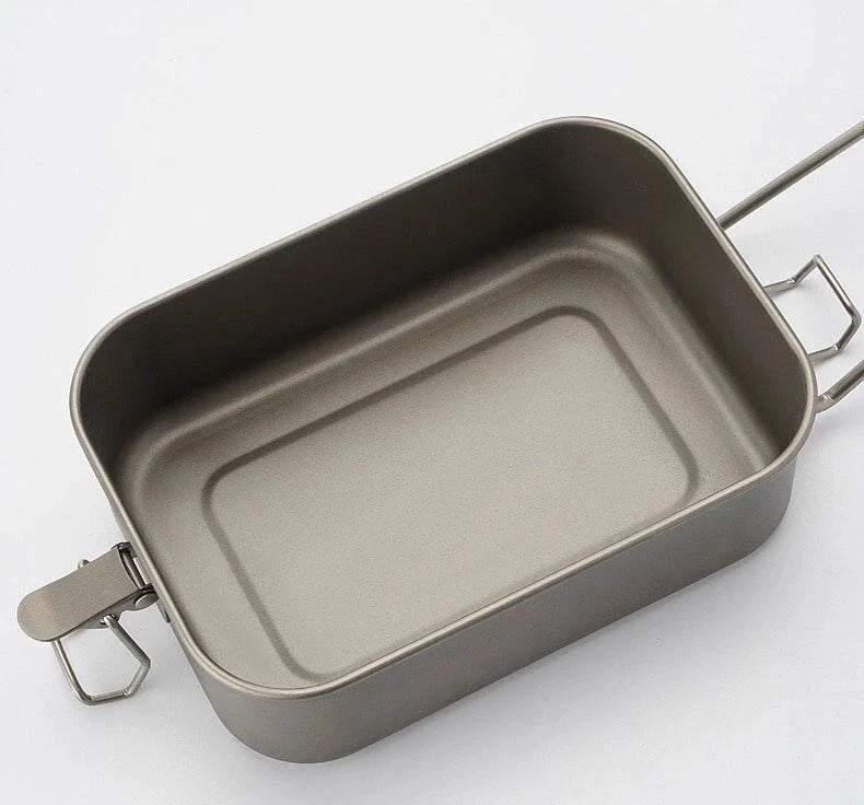 800ml Outdoor Survival Lightweight Pure Titanium Mess Tin Fast Cooking Mess Kit 07FC0E-D4 - KOEEK [10]