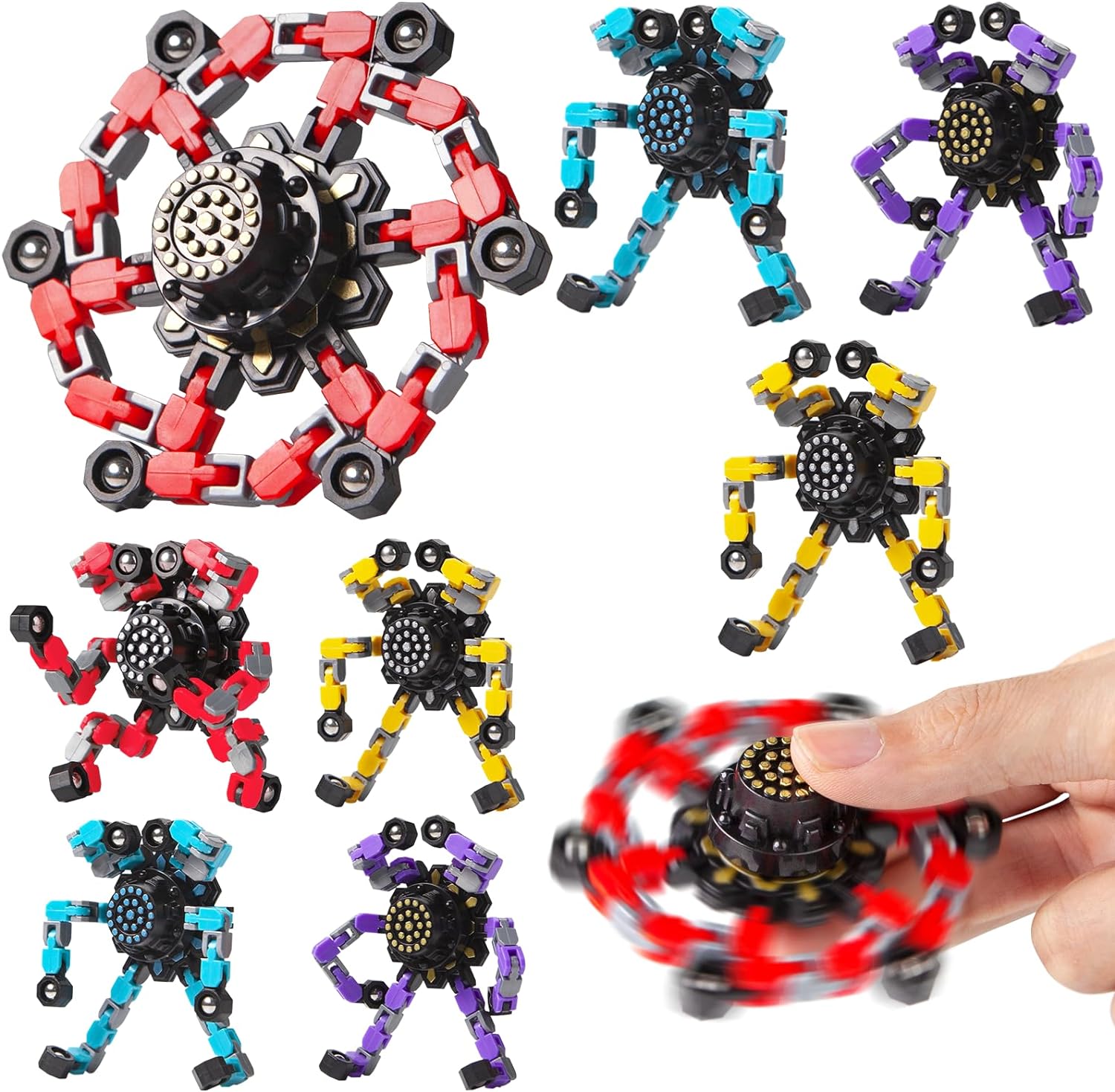 Transformable Fidget Spinners 2 stk for barn og voksne Stressavlastende sanseleker for gutter og jenter Fingerspiss Gyros for ADHD Autisme for barn Påskegaver (Fidget Toys 2 stk)...