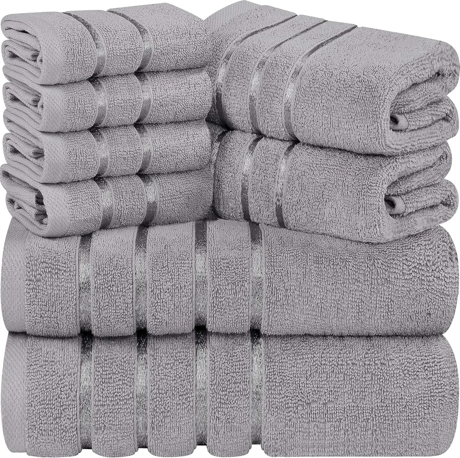 8 Piece Luxury Towel Set, 2 Bath, 2 Hand, and 4 Wash Cloths, 600 GSM Ring Cotton 07FC0E-D4 - KOEEK [1]