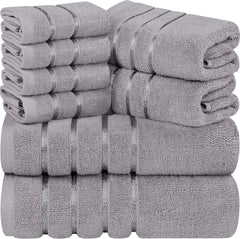 8 Piece Luxury Towel Set, 2 Bath, 2 Hand, and 4 Wash Cloths, 600 GSM Ring Cotton 07FC0E-D4 - KOEEK [1]