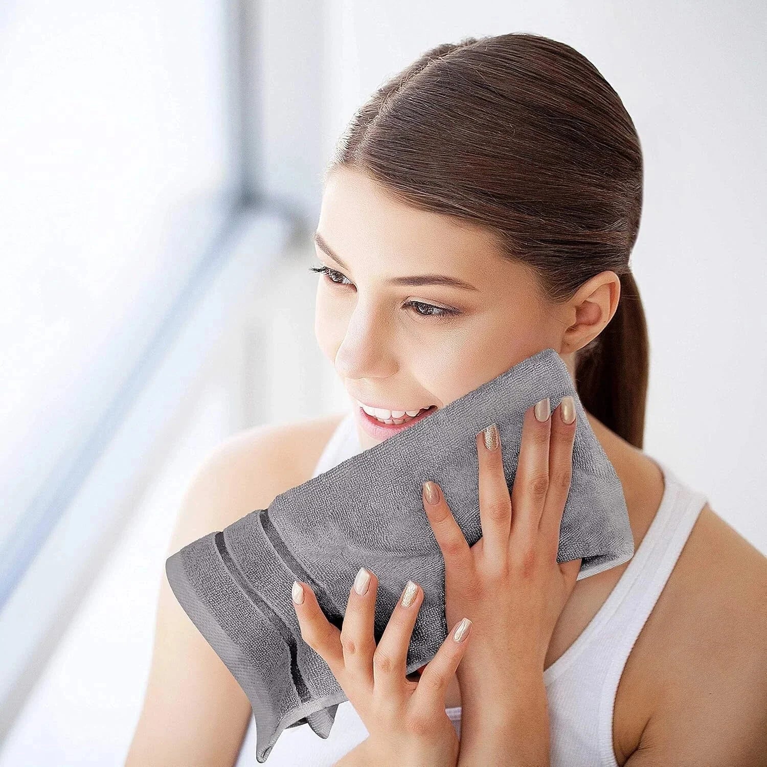 8 Piece Luxury Towel Set, 2 Bath, 2 Hand, and 4 Wash Cloths, 600 GSM Ring Cotton 07FC0E-D4 - KOEEK [7]