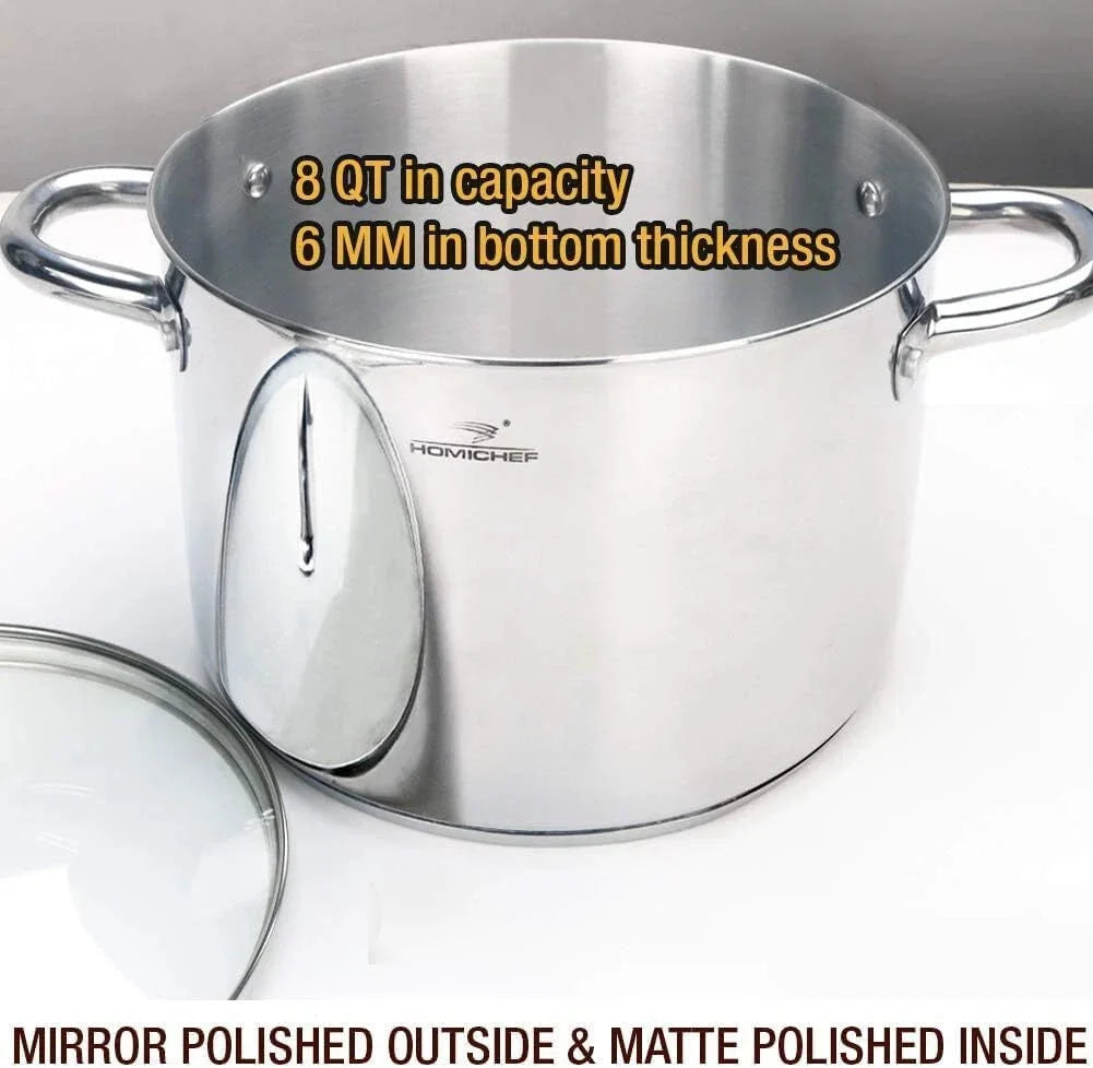 8-Quart Stock Pot with Lid (Nickel-Free Stainless Steel) -Polished Stock Pot 07FC0E-D4 - KOEEK [1]