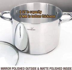 8-Quart Stock Pot with Lid (Nickel-Free Stainless Steel) -Polished Stock Pot 07FC0E-D4 - KOEEK [1]