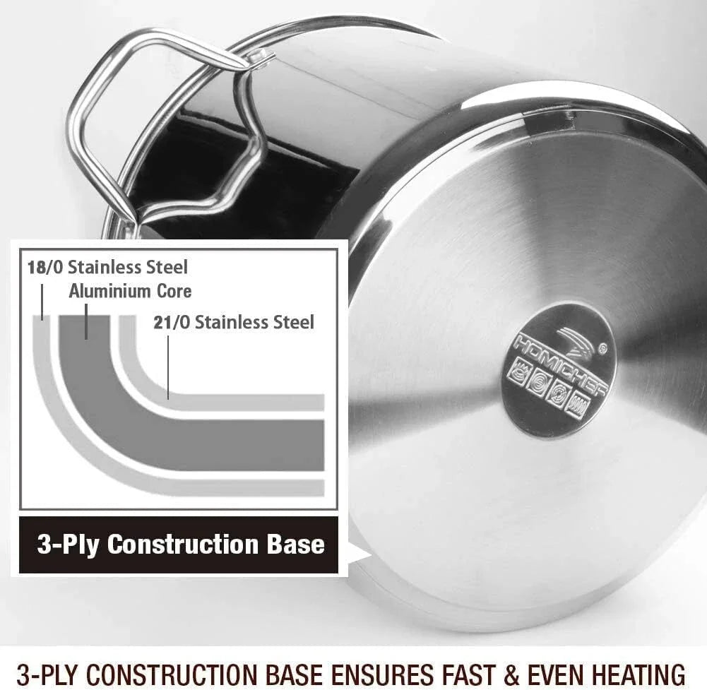 8-Quart Stock Pot with Lid (Nickel-Free Stainless Steel) -Polished Stock Pot 07FC0E-D4 - KOEEK [5]