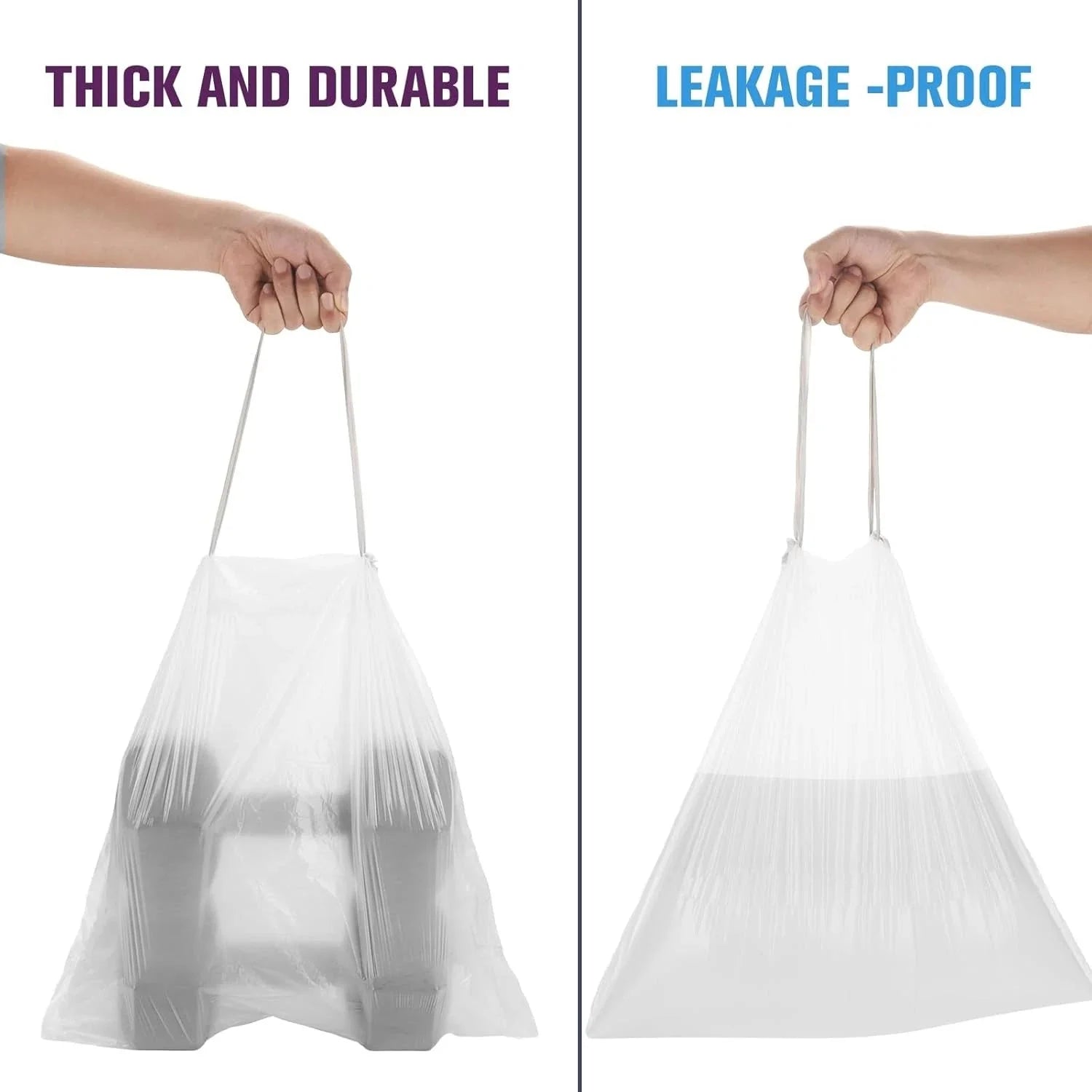 8-gallon trash bags Medium drawstring trash bags - 80 transparent white bags 07FC0E-D4 - KOEEK [4]