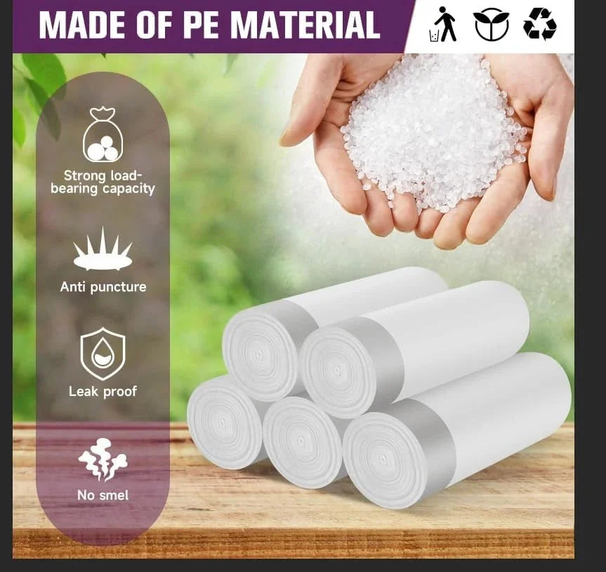 8-gallon trash bags Medium drawstring trash bags - 80 transparent white bags 07FC0E-D4 - KOEEK [6]