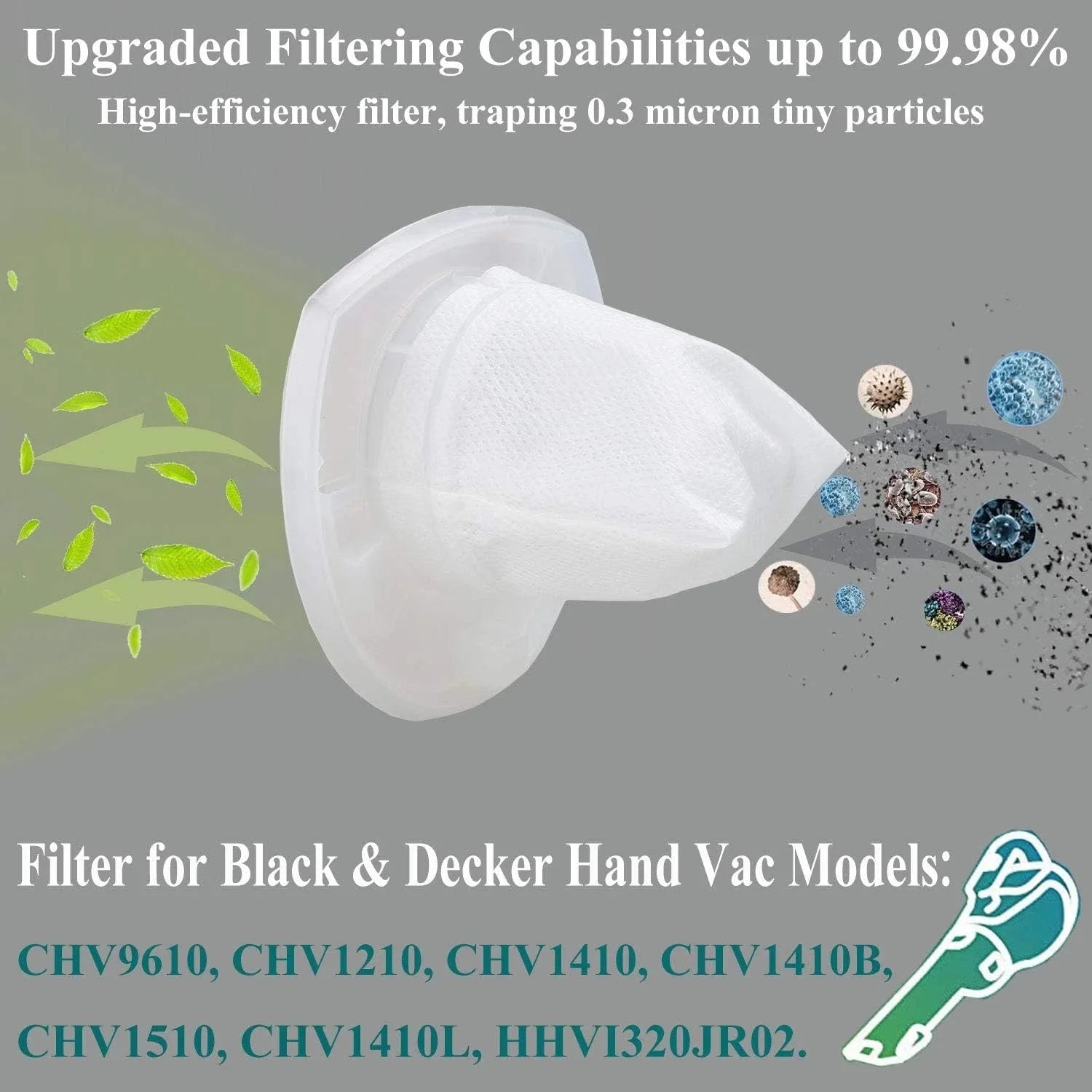 8-piece replacement filter cartridge, Black & Decker VF110 vacuum cleaner 07FC0E-D4 - KOEEK [6]