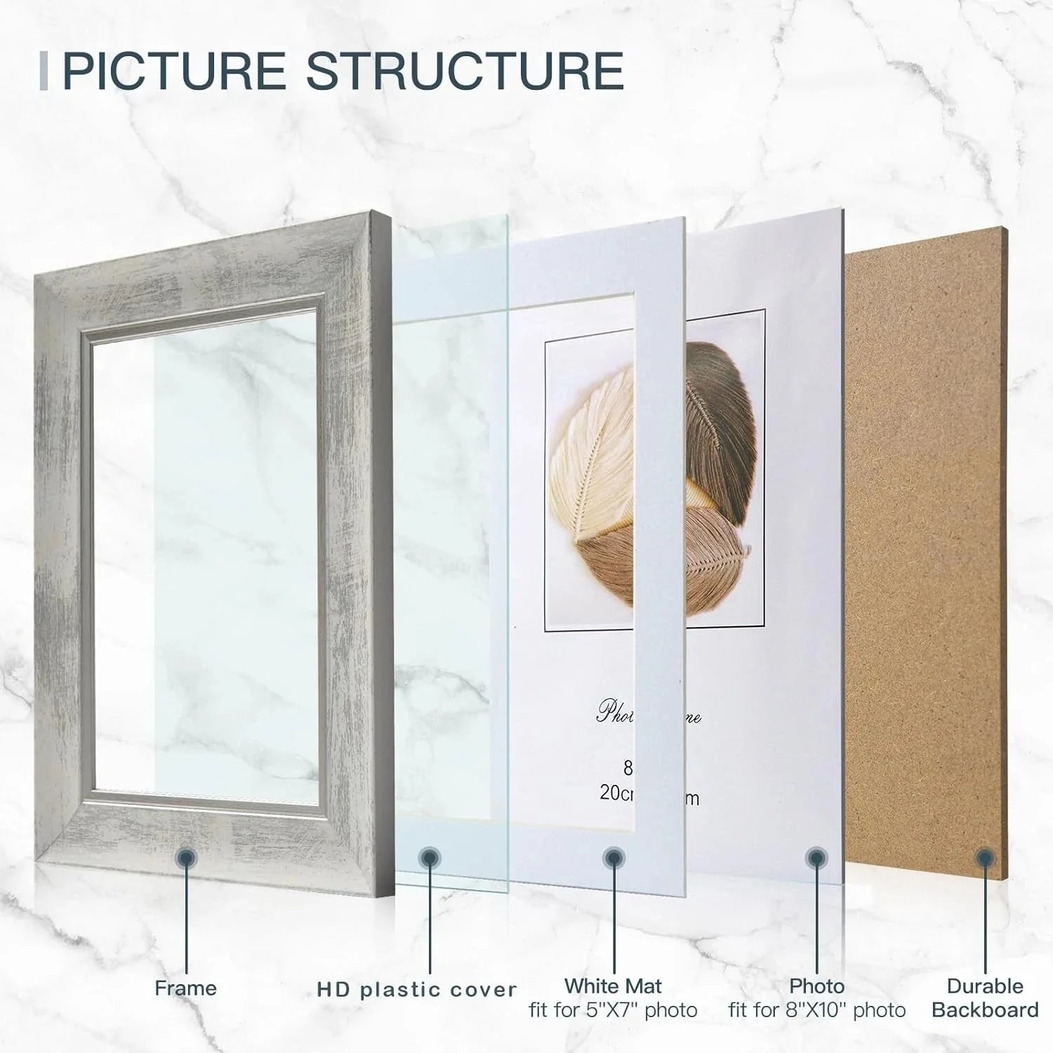 8x10 Photo Frame Set (4 pieces) Vintage Style Photo Frame 07FC0E-D4 - KOEEK [2]