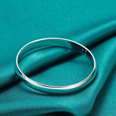 925 Silver Plating 8MM/10MM Smooth Cuff Bangle Bracelet Women Fashion Jewelry 07FC0E-D4 - KOEEK [2]