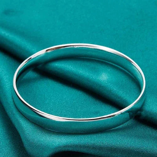925 Silver Plating 8MM/10MM Smooth Cuff Bangle Bracelet Women Fashion Jewelry 07FC0E-D4 - KOEEK [6]