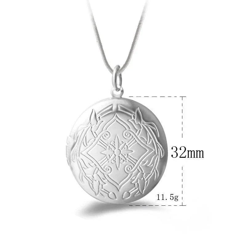 925 Sterling Silver Photo Locket Necklace Pendant Women Jewelry Couple Best Gift 07FC0E-D4 - KOEEK [4]