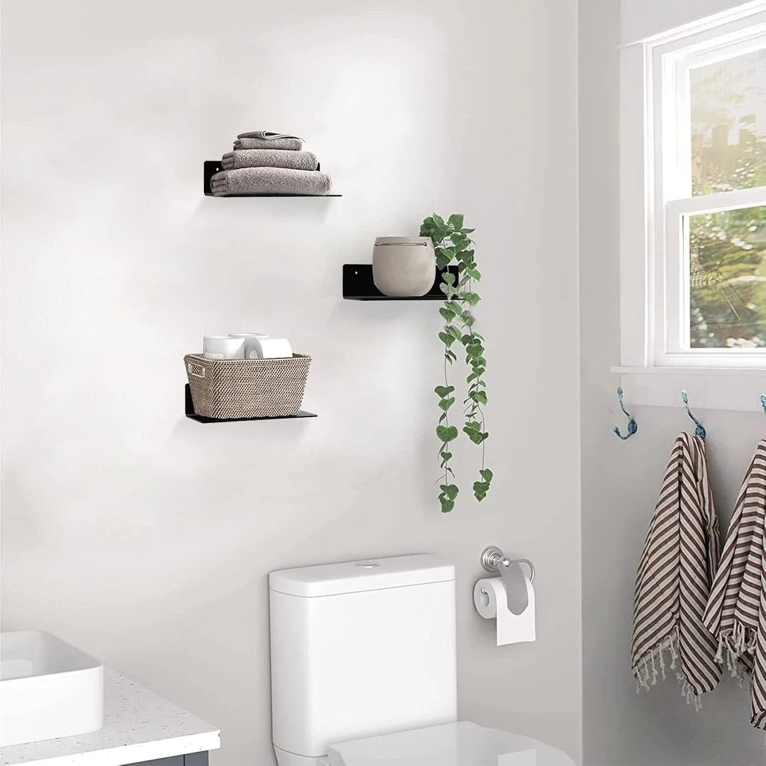 9-inch acrylic floating shelf, no drilling required, adhesive wall shelf 07FC0E-D4 - KOEEK [2]