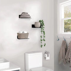 9-inch acrylic floating shelf, no drilling required, adhesive wall shelf 07FC0E-D4 - KOEEK [2]