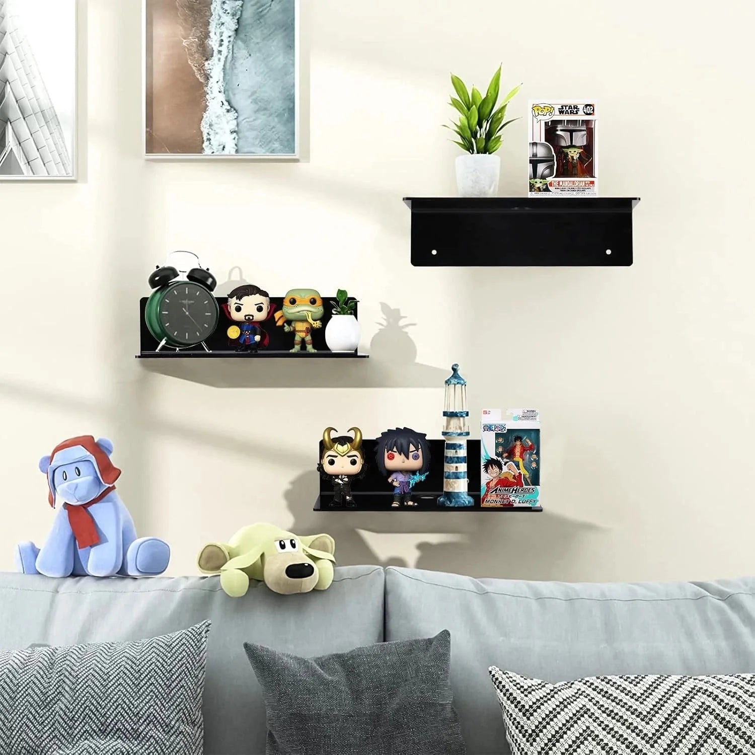 9-inch acrylic floating shelf, no drilling required, adhesive wall shelf 07FC0E-D4 - KOEEK [6]