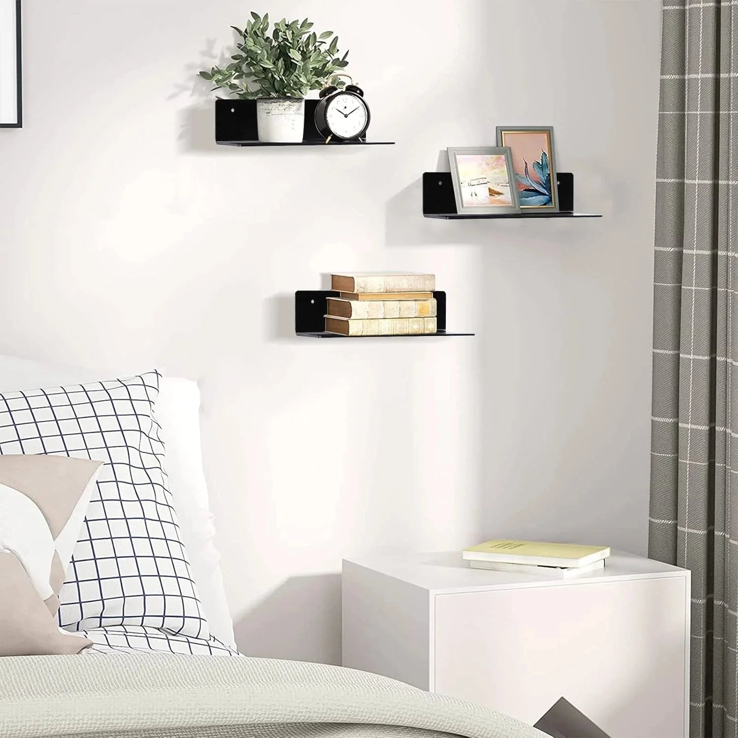9-inch acrylic floating shelf, no drilling required, adhesive wall shelf 07FC0E-D4 - KOEEK [7]