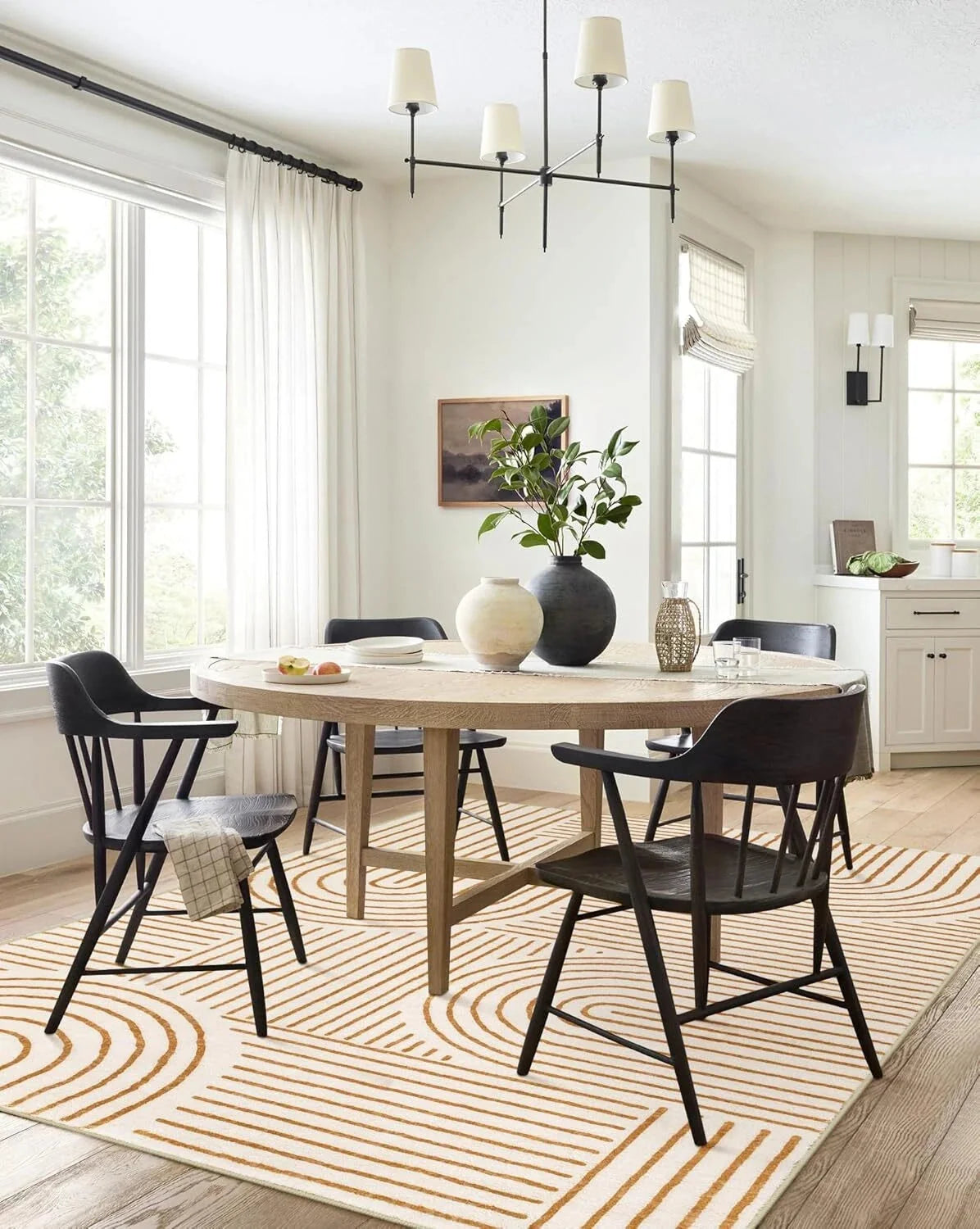 Abstract Patterned Washable Rug (5x7), Non-Slip Soft Living Room Carpet 07FC0E-D4 - KOEEK [4]