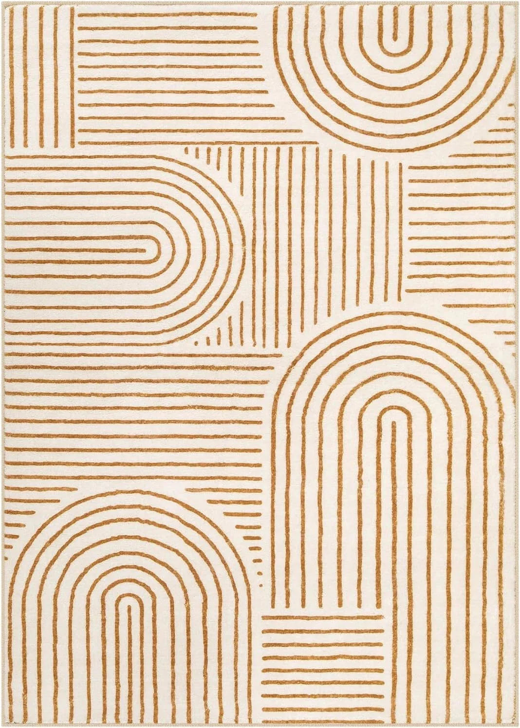 Abstract Patterned Washable Rug (5x7), Non-Slip Soft Living Room Carpet 07FC0E-D4 - KOEEK [7]