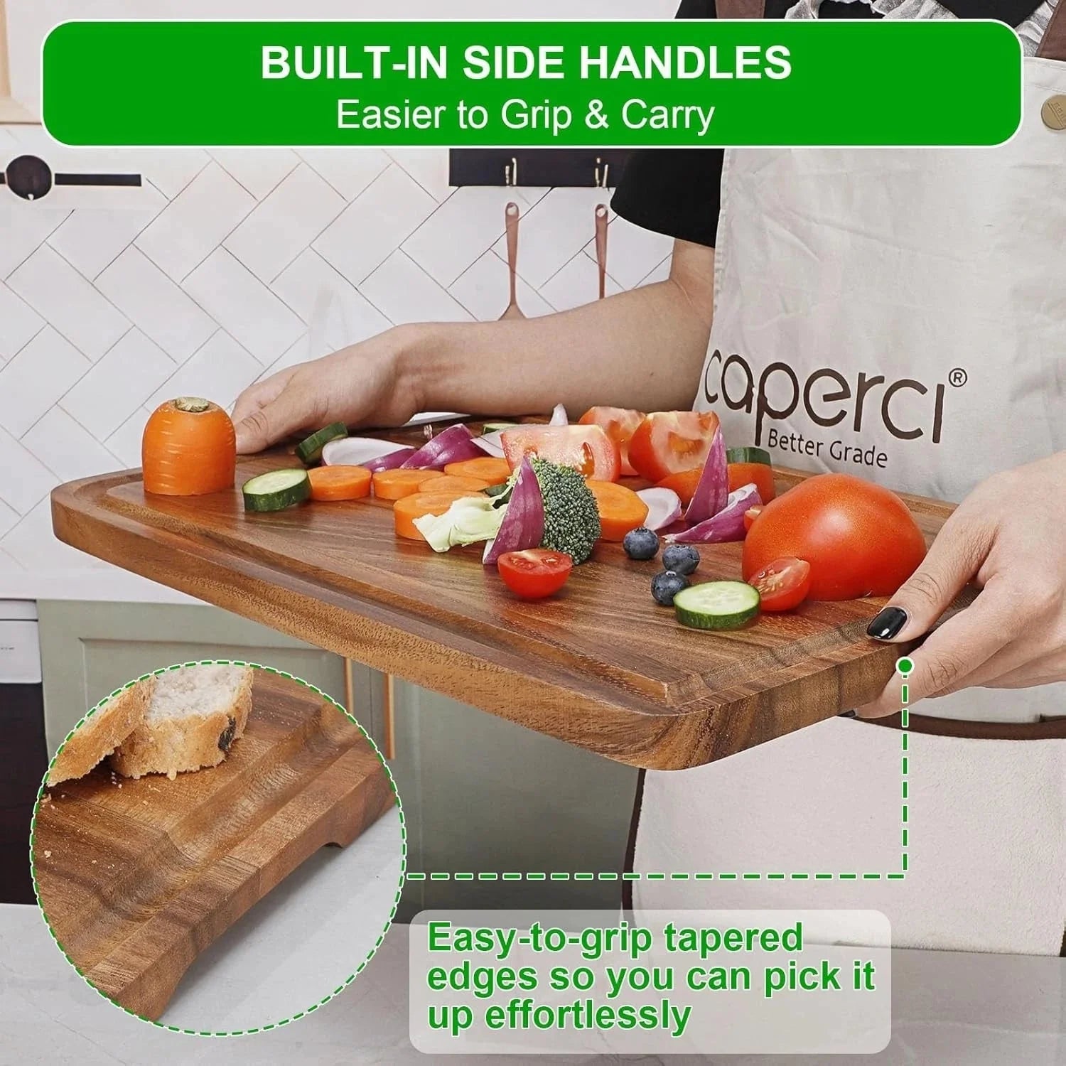 Acacia Wood Cutting Board for Kitchen - Organic Wooden Chopping Serving Board 07FC0E-D4 - KOEEK [3]
