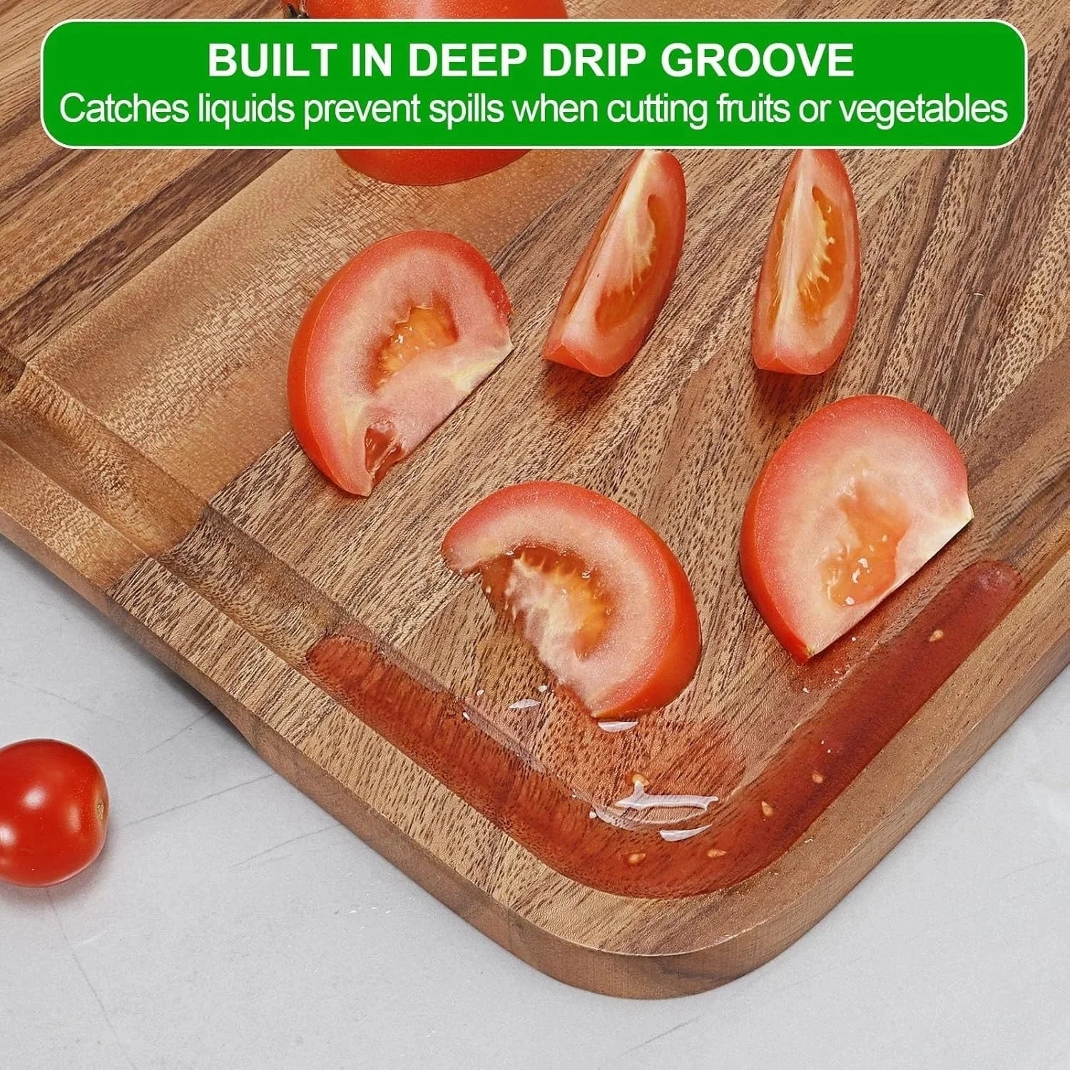 Acacia Wood Cutting Board for Kitchen - Organic Wooden Chopping Serving Board 07FC0E-D4 - KOEEK [7]