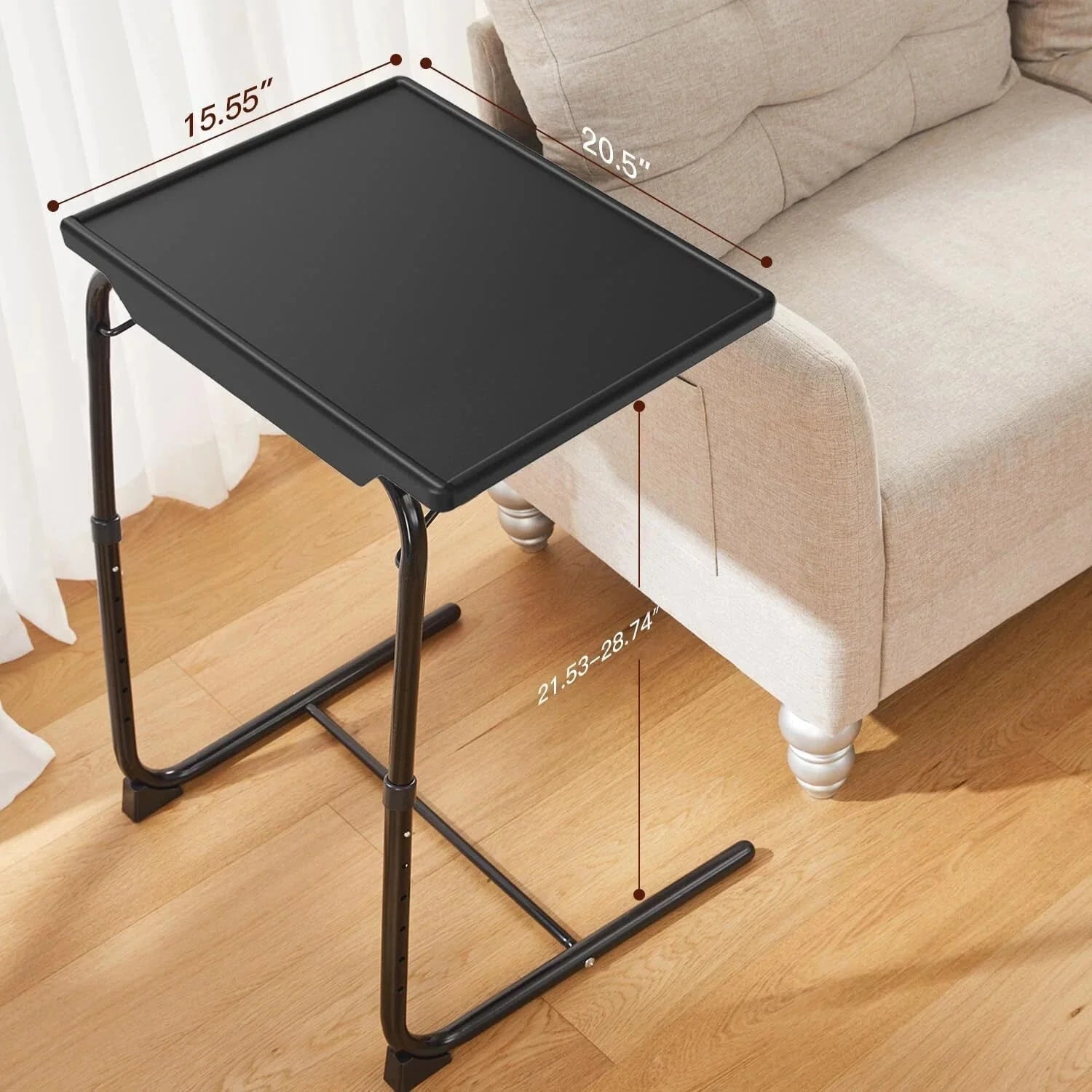 Adjustable TV Tray Table - TV Dinner Tray for Bed and Sofa(Black) 07FC0E-D4 - KOEEK [4]
