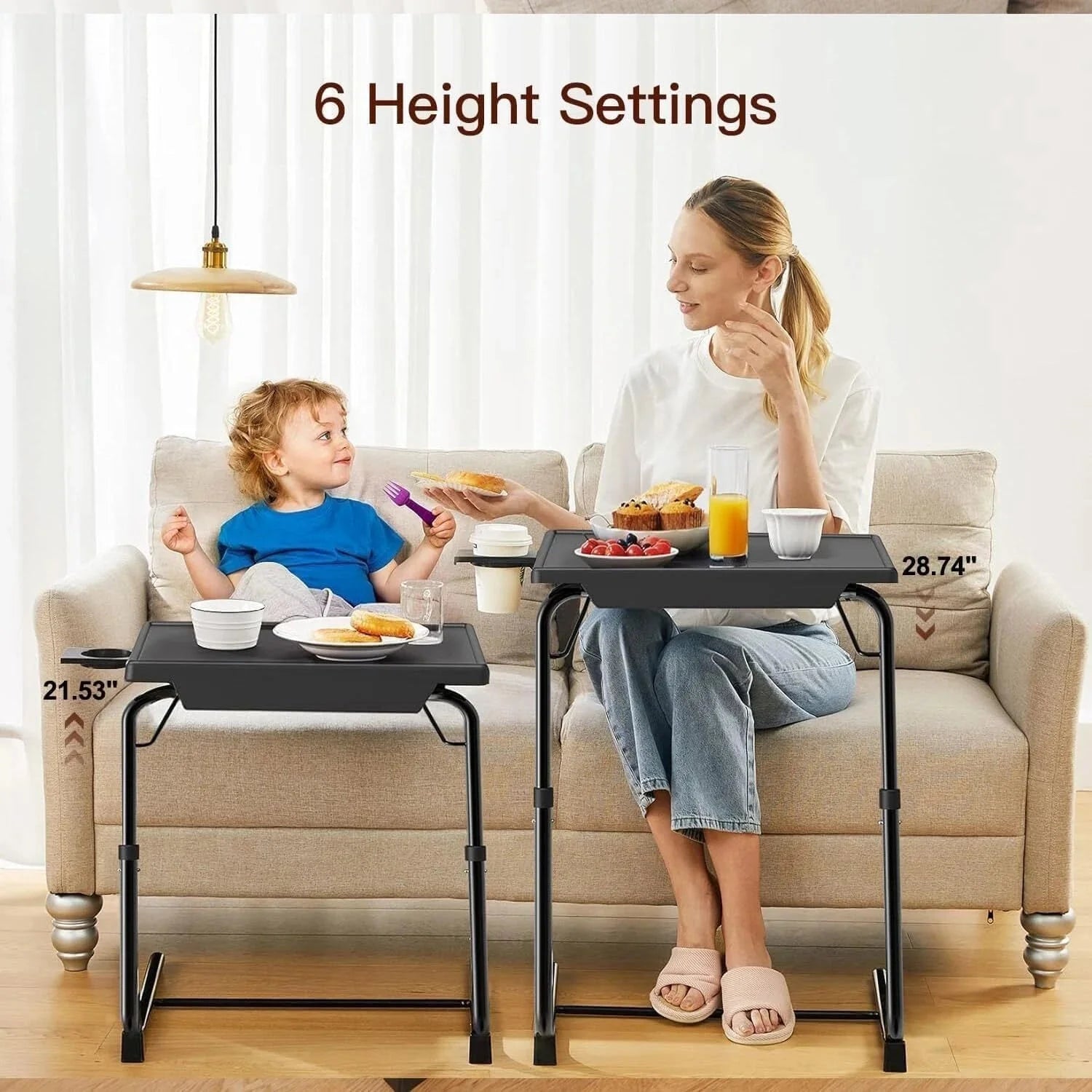 Adjustable TV Tray Table - TV Dinner Tray for Bed and Sofa(Black) 07FC0E-D4 - KOEEK [5]