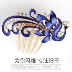 Ancient Chinese Style Hair Pin Phoenix Rhinestone 5-Prong Vintage Hair Comb 2pc 07FC0E-D4 - KOEEK [2]