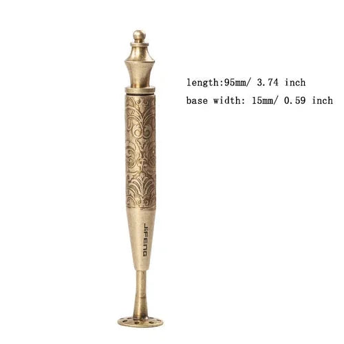 Antique Brass Color 2 in 1 Carved Smoking Pipe Tamper Brass Pick Tamping Tool 07FC0E-D4 - KOEEK [3]