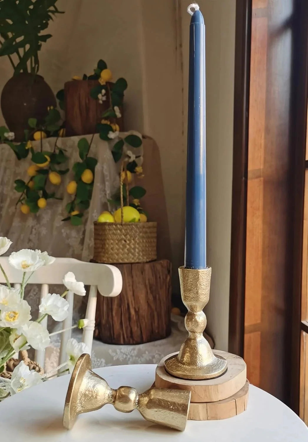 Antique Brass Iron Taper Candle Holders - Candlestick Holder for Weddings,Dining 07FC0E-D4 - KOEEK [9]