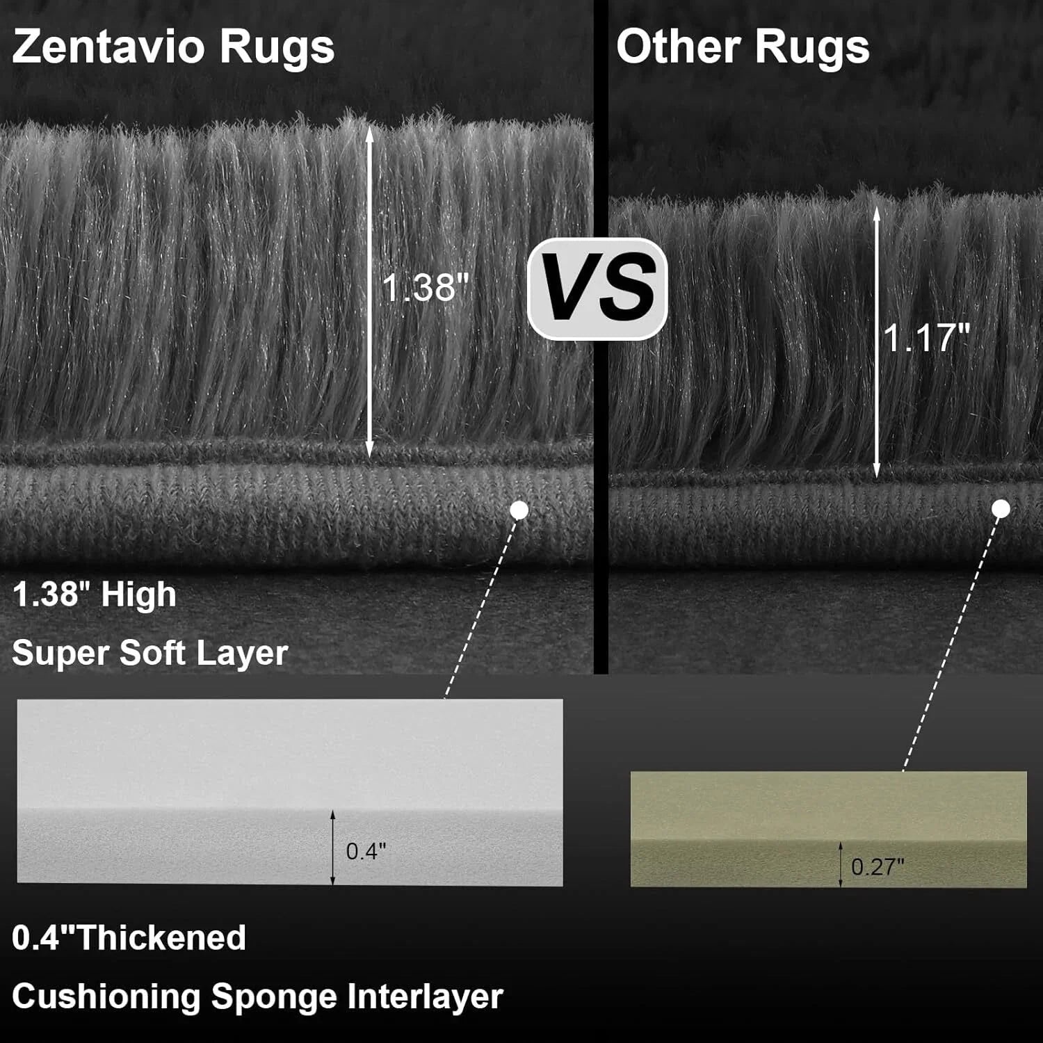 Area Rugs Living Room Grey Rugs for Bedroom 4x6 Carpet Fluffy Fuzzy Soft Shag 07FC0E-D4 - KOEEK [3]