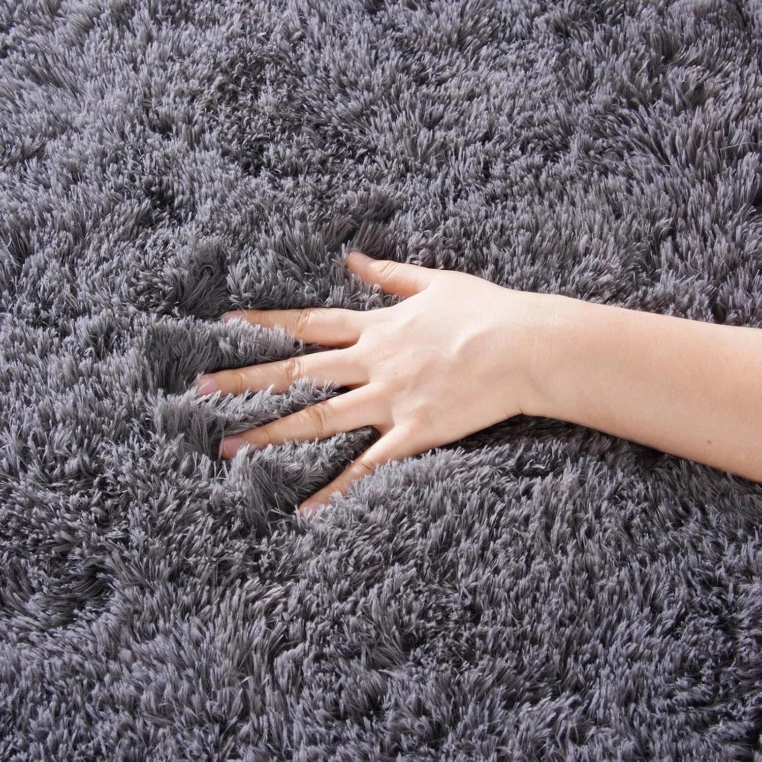 Area Rugs Living Room Grey Rugs for Bedroom 4x6 Carpet Fluffy Fuzzy Soft Shag 07FC0E-D4 - KOEEK [4]