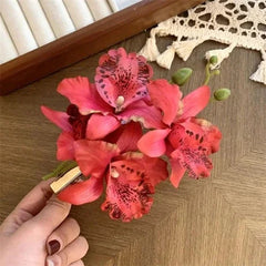 Artificial Lily Orchid Flower Hair Clip Floral Side Barrette For Women 07FC0E-D4 - KOEEK [1]