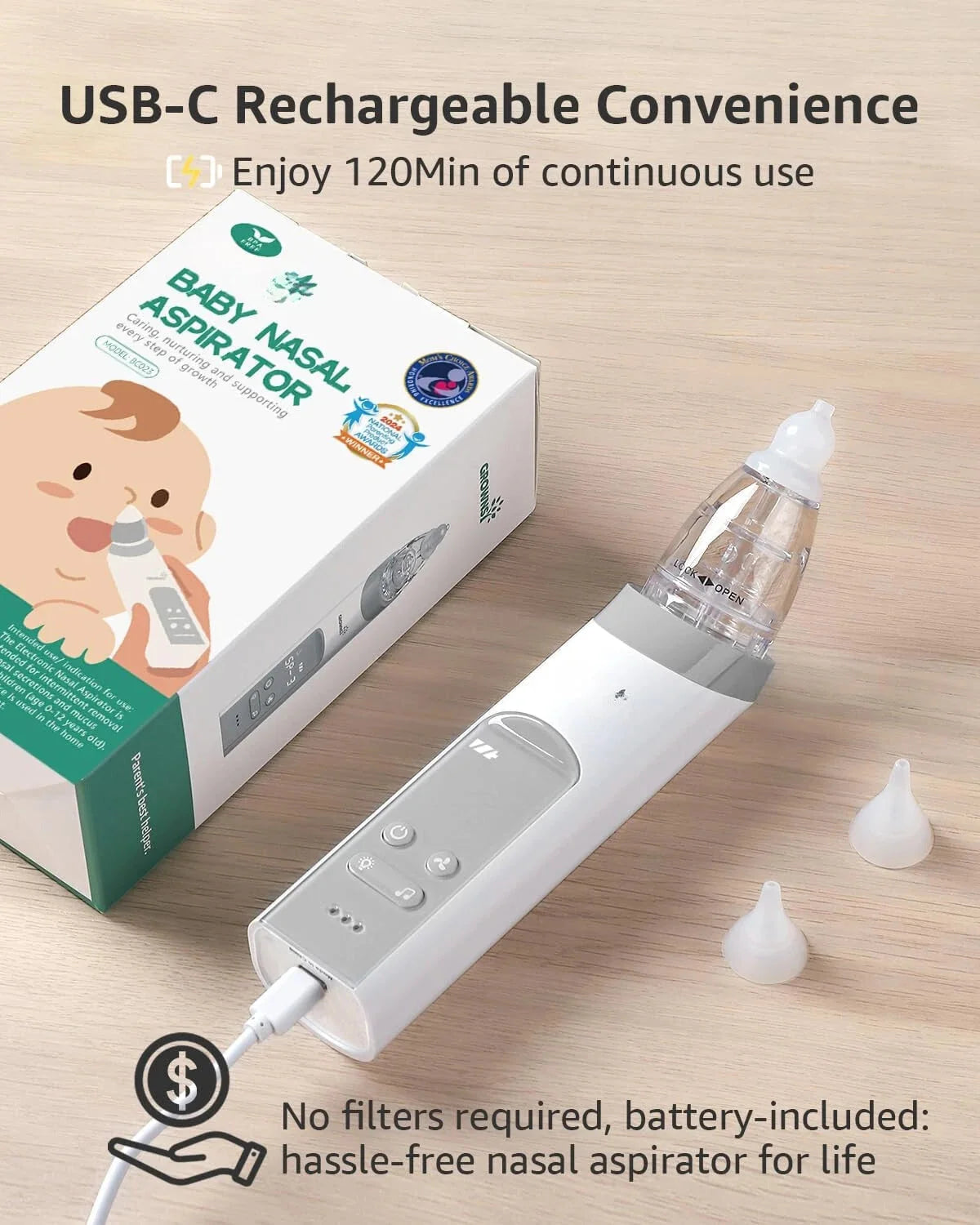 Baby Nasal Aspirator, Baby Nasal Aspirator with 3 Soft Silicone Tips 07FC0E-D4 - KOEEK [8]