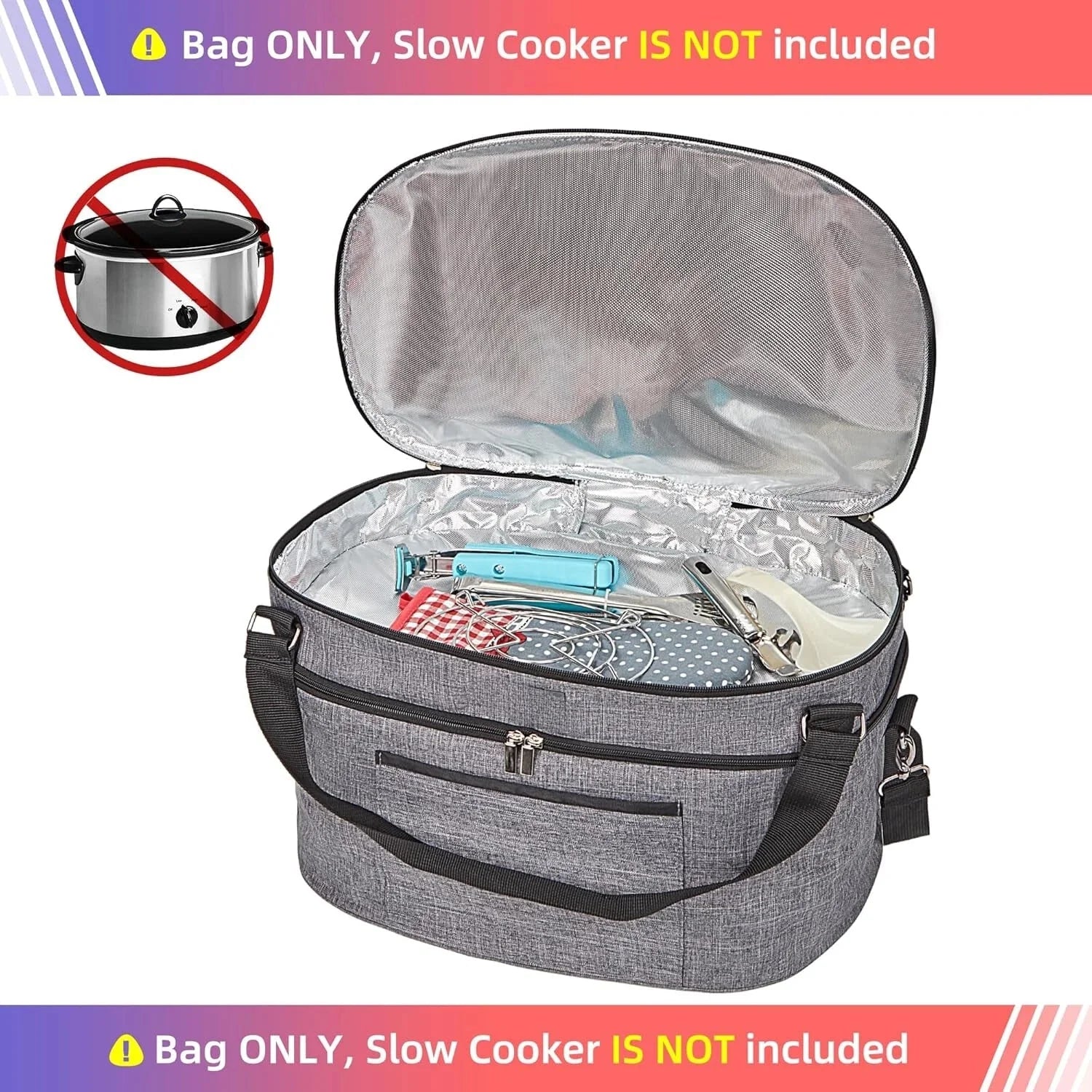 Bag for 6-8 Quart Crock Pot with Zippered Compartment Carrying Case 07FC0E-D4 - KOEEK [2]