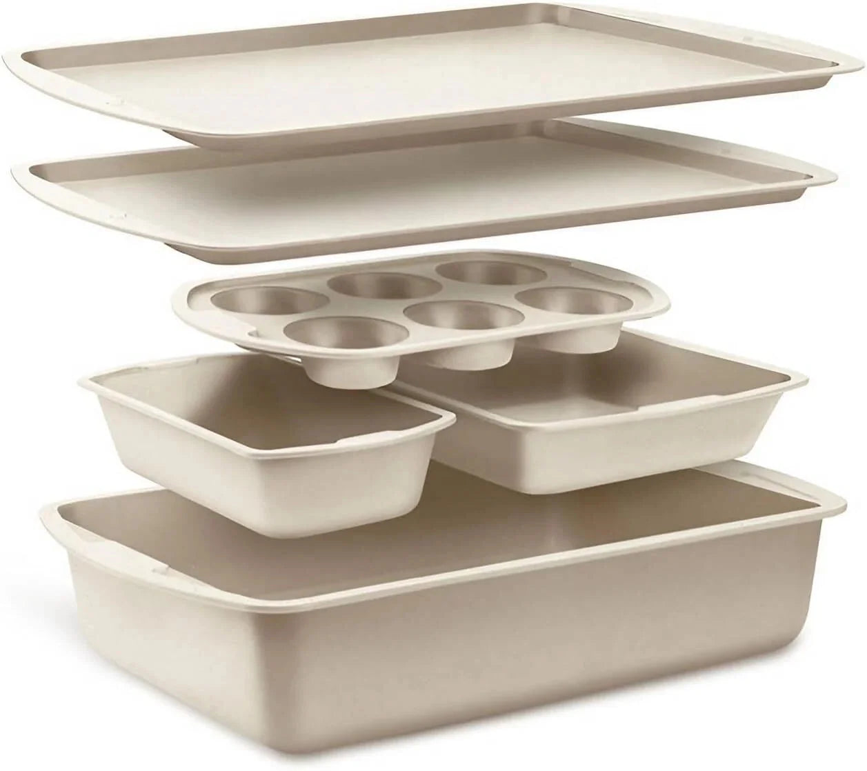 Baking Pan Set - 6 Piece - Stackable, Deluxe, Non-Stick Baking 07FC0E-D4 - KOEEK [1]