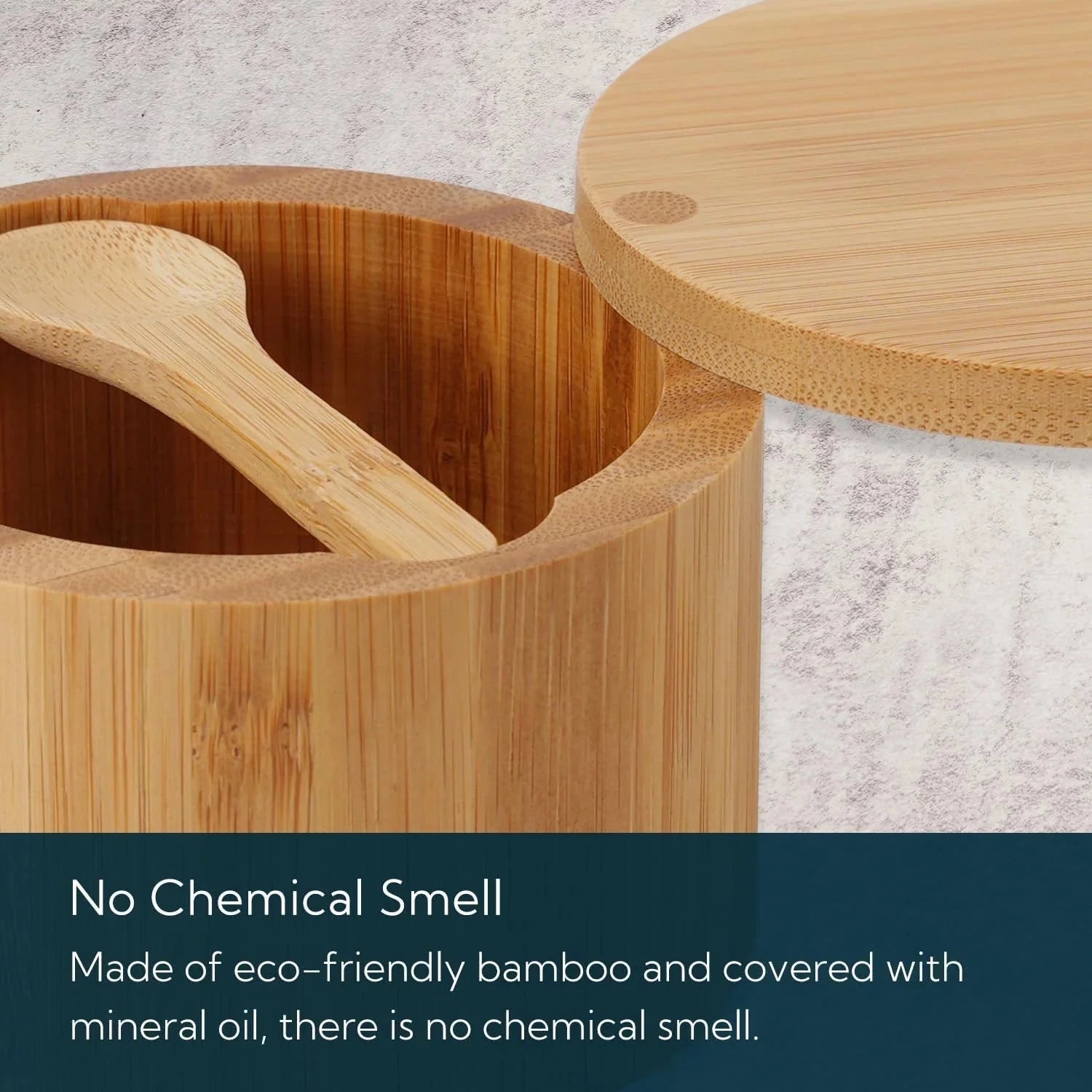 Bamboo Salt Cellar Bowl Box with Swivel Magnetic Lid to Avoid Dust 07FC0E-D4 - KOEEK [5]
