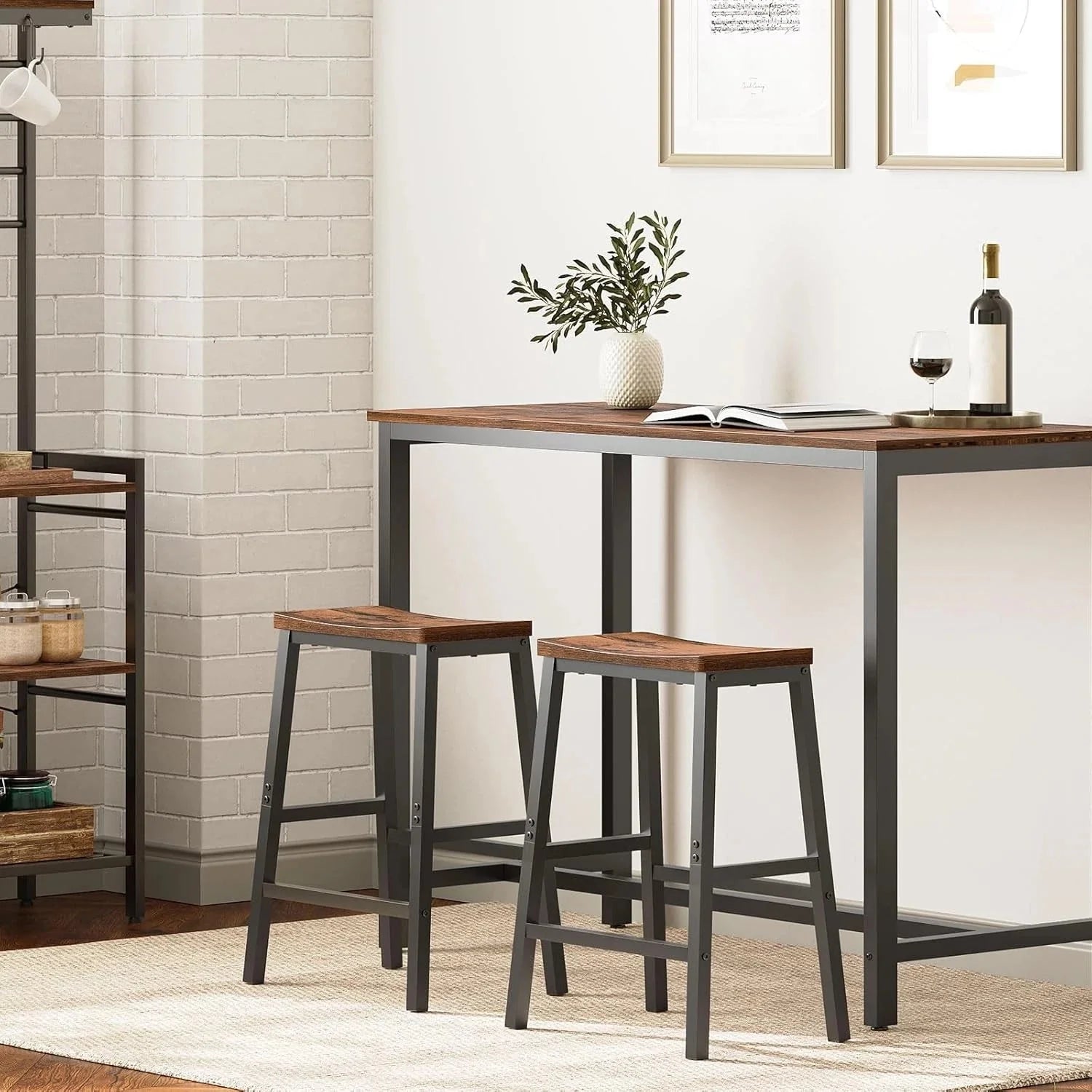 Bar stool, set of 2 bar chairs, 23.6-inch saddle stool 07FC0E-D4 - KOEEK [10]