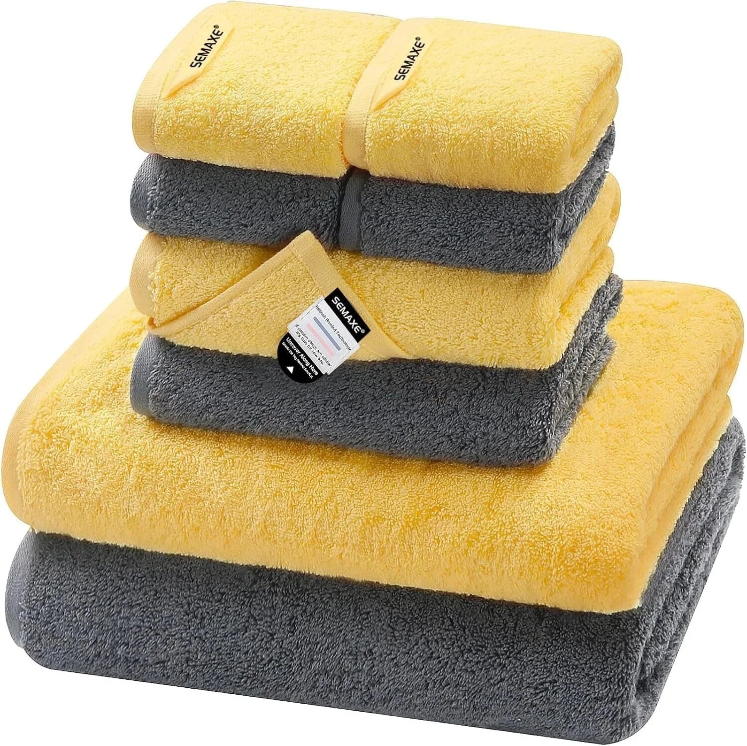 Bath Towel Set,  Cotton Bathroom Towels with Hanging Loops and Nano-Bio 07FC0E-D4 - KOEEK [1]