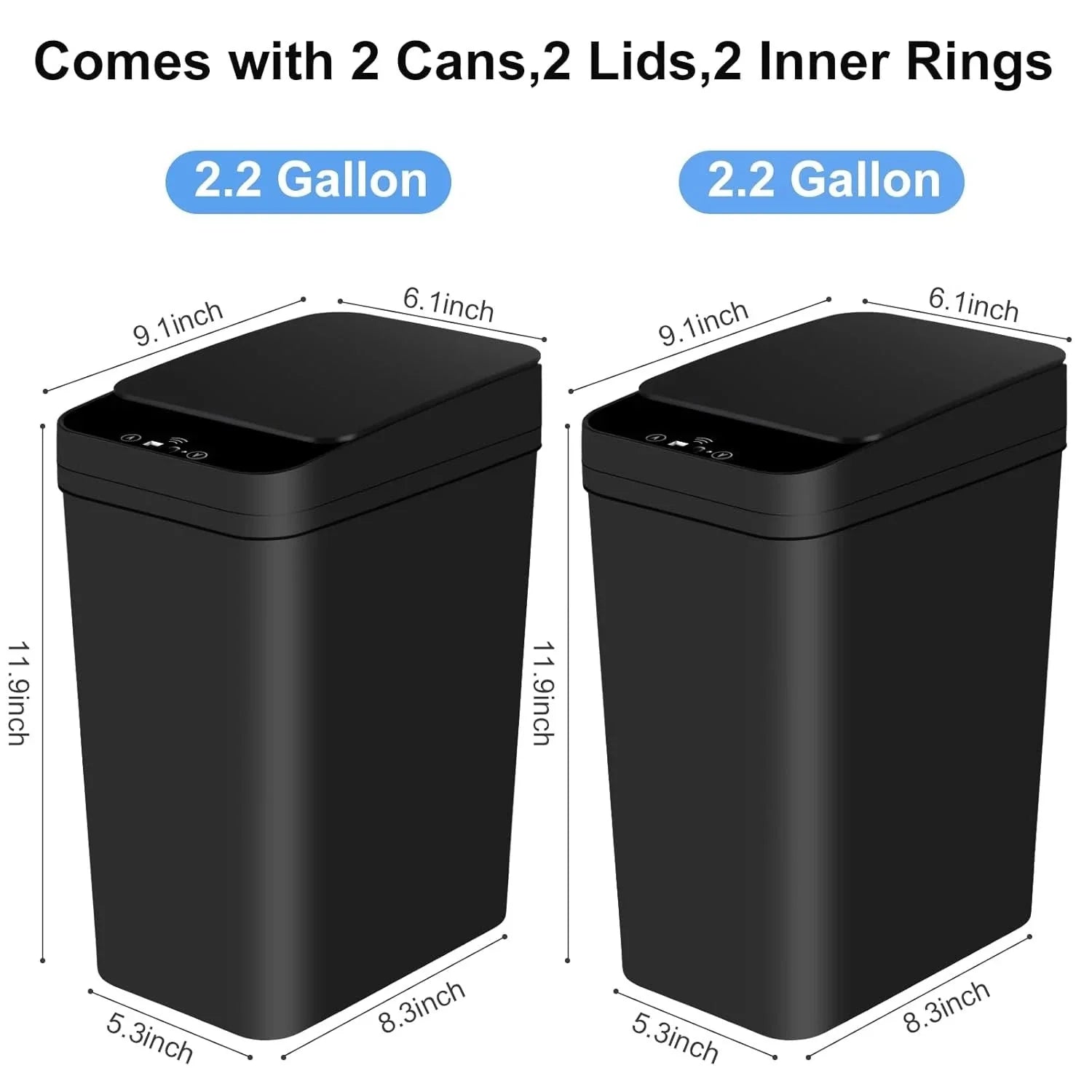 Bathroom Automatic Trash Can 2 Pack 2.2 Gallon Touchless Motion Sensor Small 07FC0E-D4 - KOEEK [5]