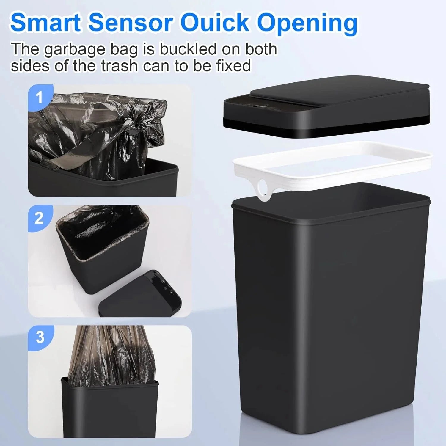 Bathroom Automatic Trash Can 2 Pack 2.2 Gallon Touchless Motion Sensor Small 07FC0E-D4 - KOEEK [7]