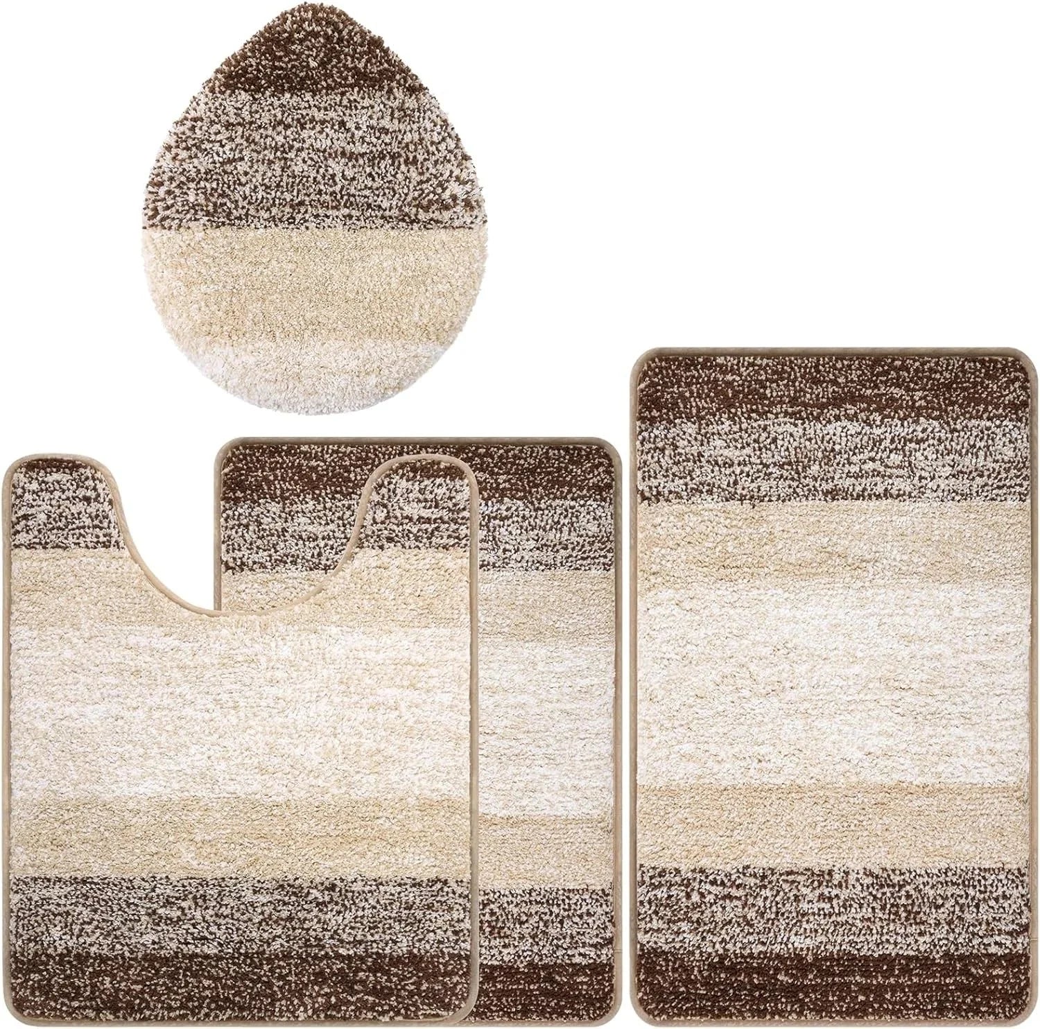 Bathroom mat set (4 pieces), including toilet seat cover 07FC0E-D4 - KOEEK [7]