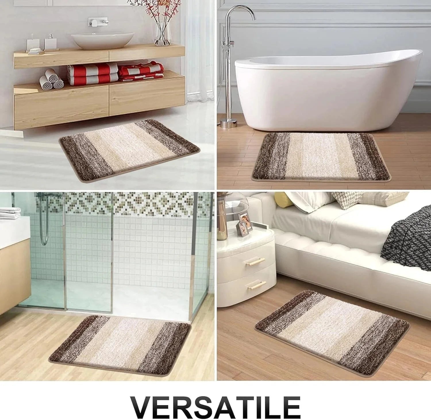 Bathroom mat set (4 pieces), including toilet seat cover 07FC0E-D4 - KOEEK [9]