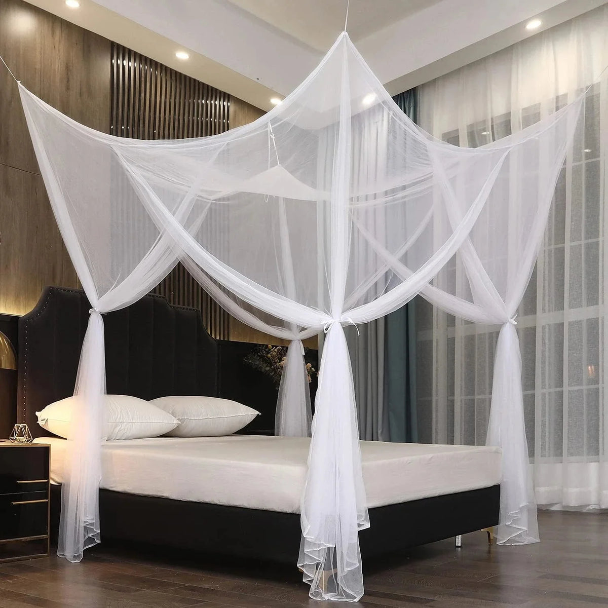 Bed Canopy for Full Queen King Size Bed,Canopy Bed Curtains Elegant Mosquito Net 07FC0E-D4 - KOEEK [1]