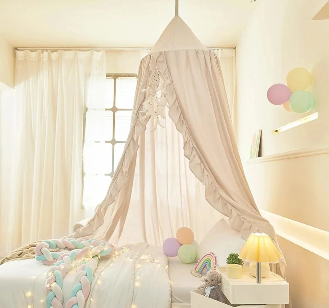 Bed Canopy for Girls,Ruffled Canopy Bed Curtains Kids Canopy for Girls Room 07FC0E-D4 - KOEEK [3]
