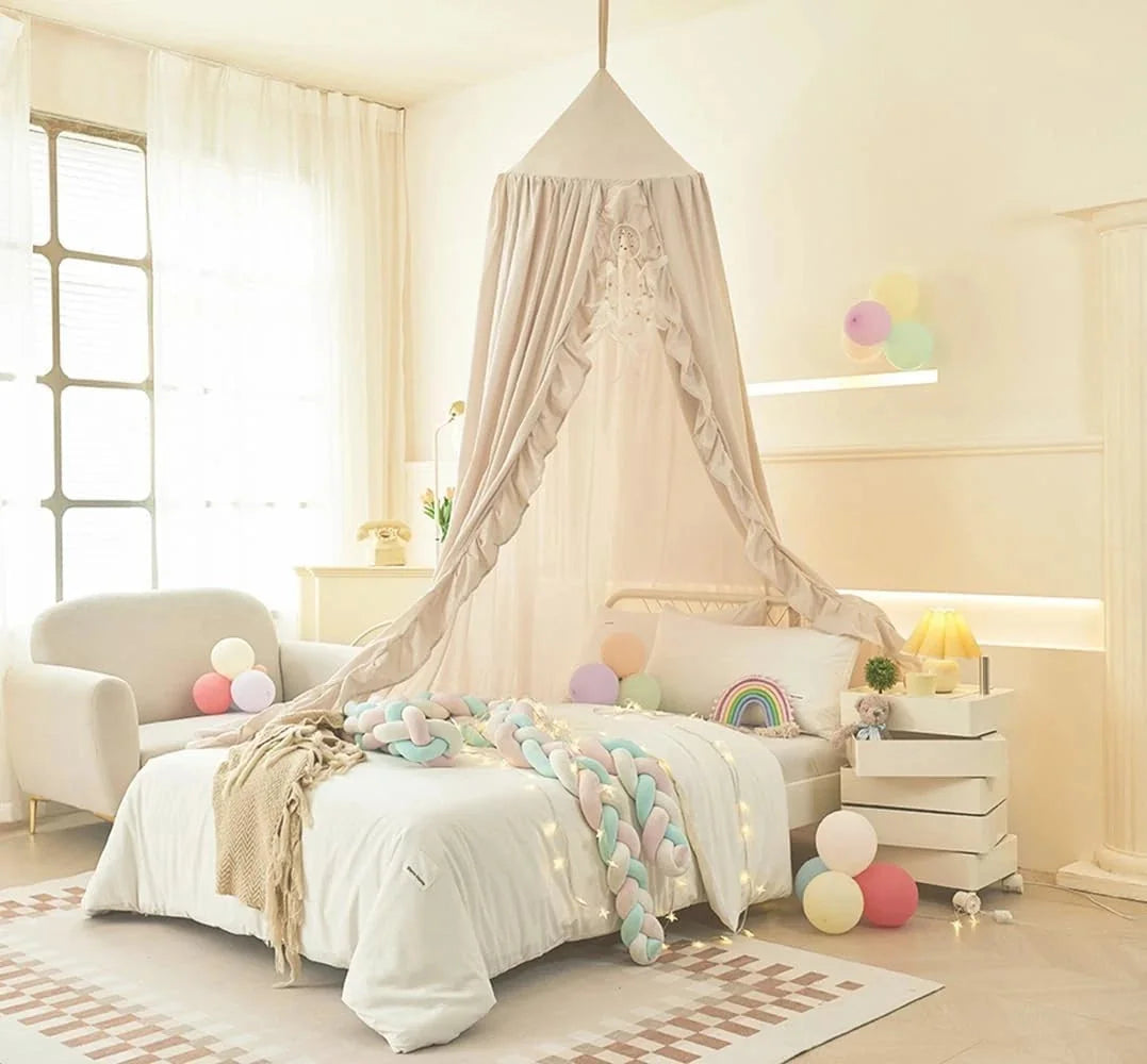 Bed Canopy for Girls,Ruffled Canopy Bed Curtains Kids Canopy for Girls Room 07FC0E-D4 - KOEEK [7]